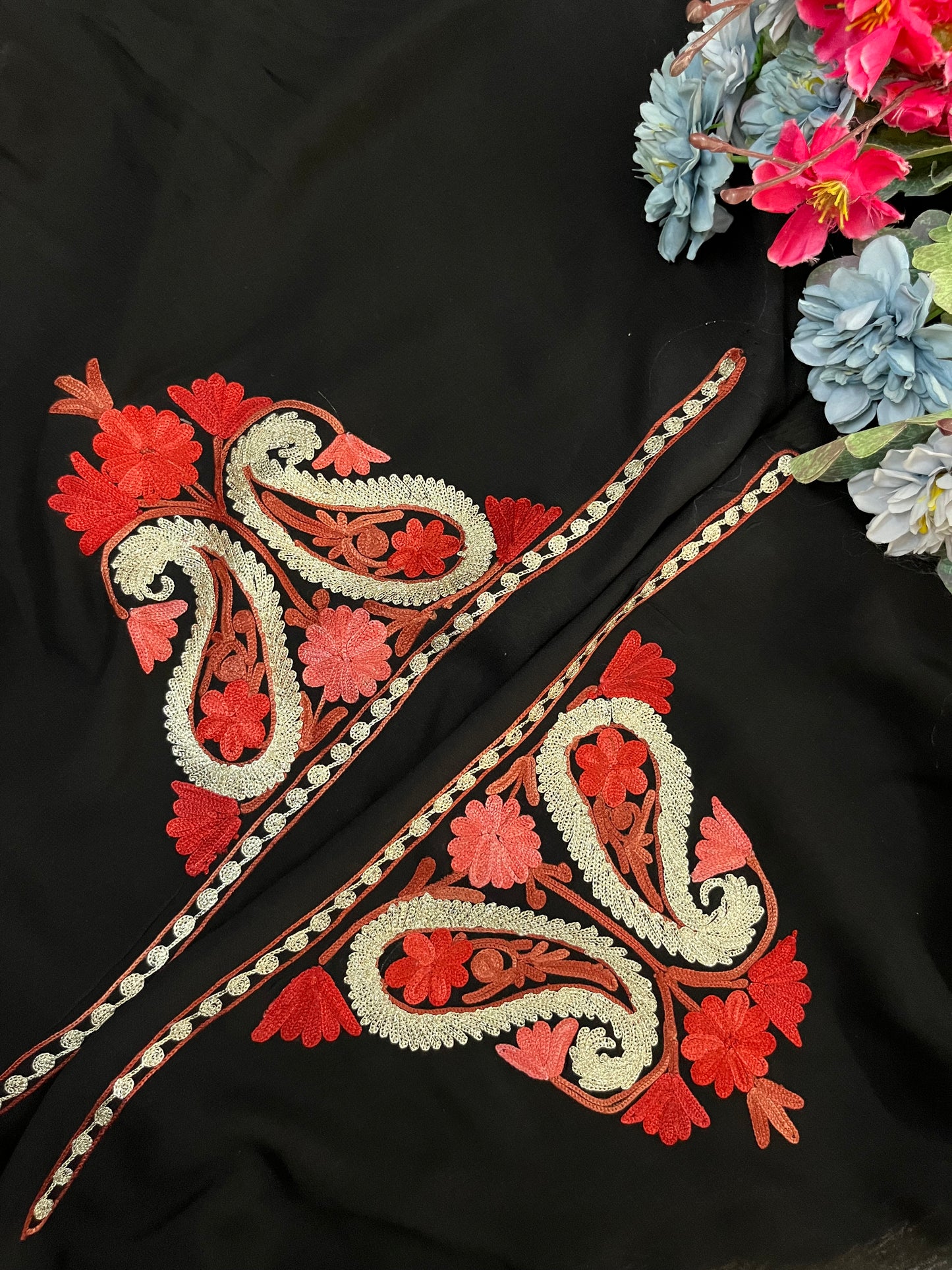 Black Pure Georgette Kashmiri Suit