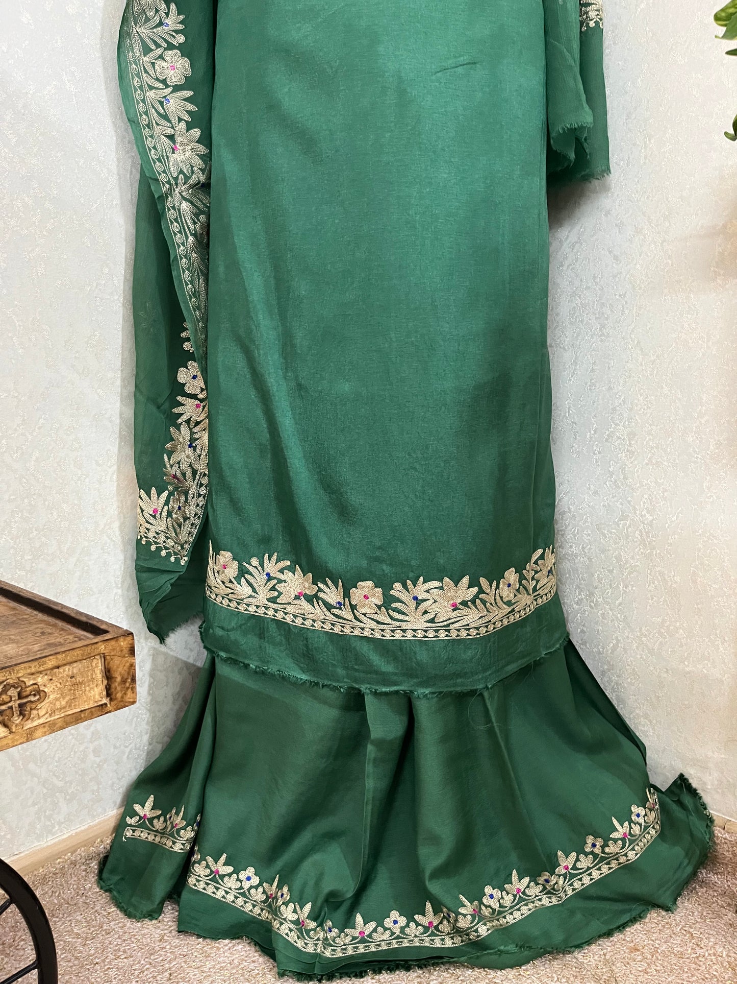 Soft Green Opada Silk Kashmiri Suits