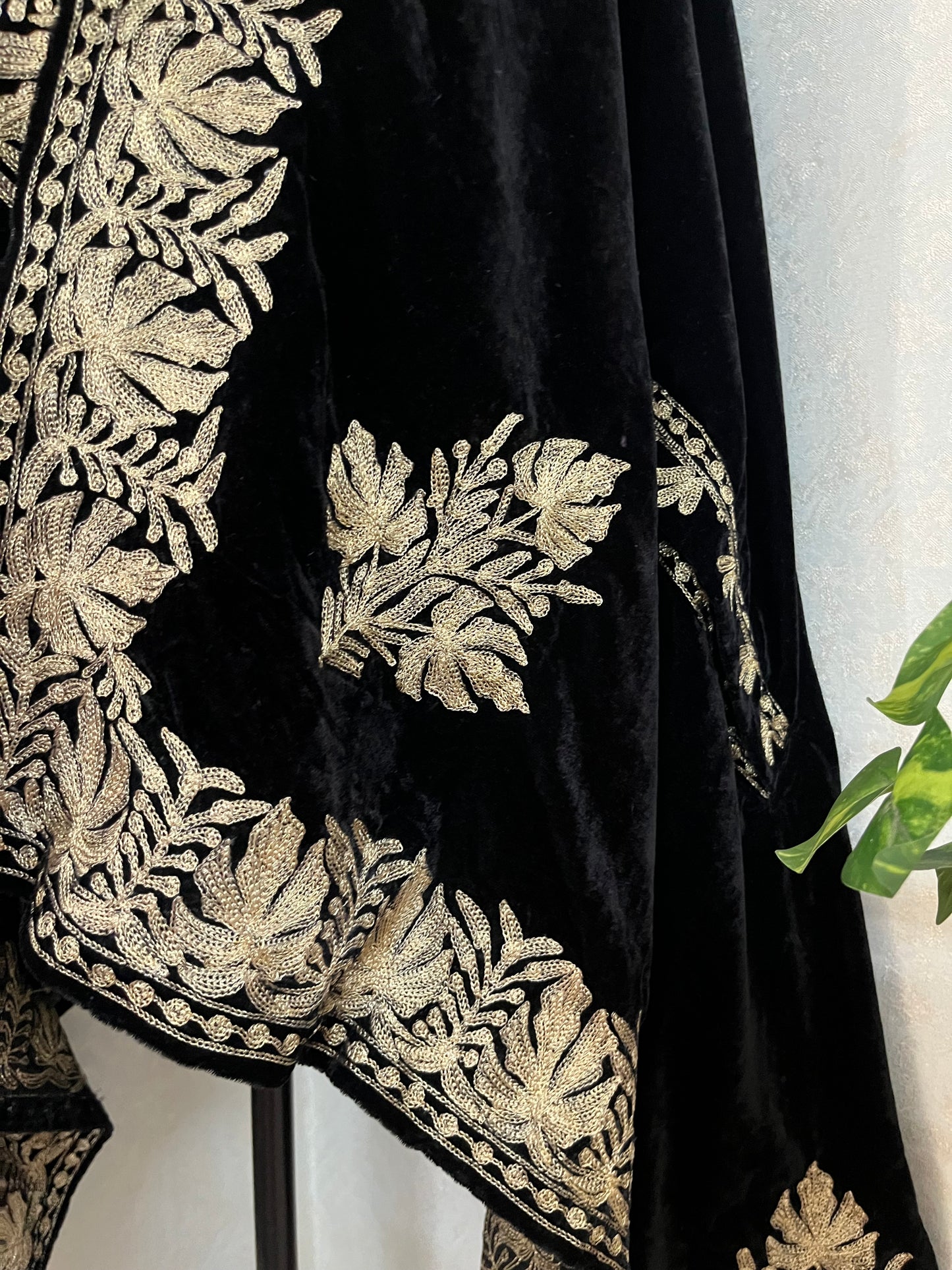 Black Tilla Embroidered Velvet Cape