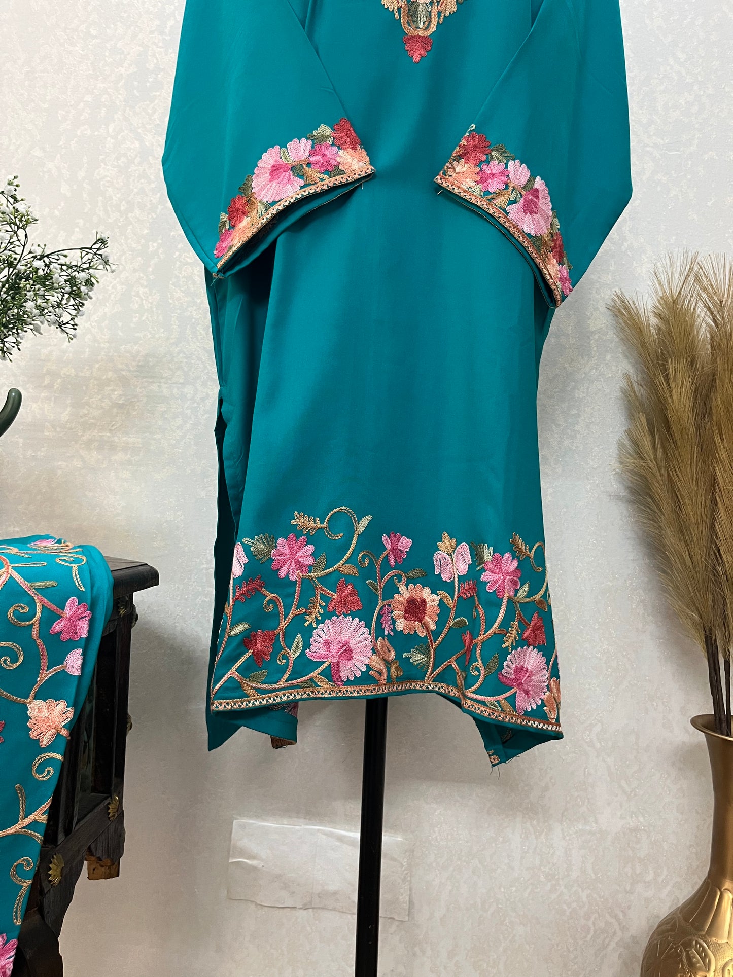 Teal Blue Cotton Stitched Co-ord Set(42)