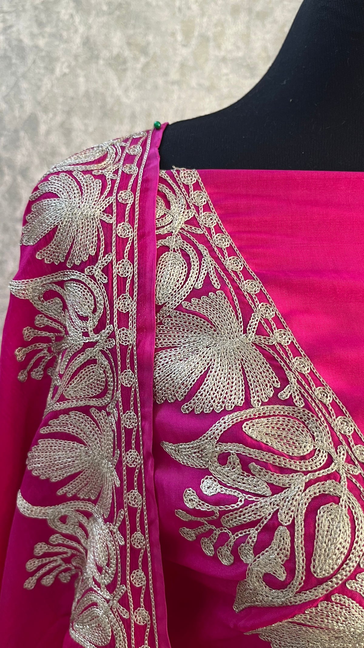 Hot pink Sanam Silk Kashmiri Suit