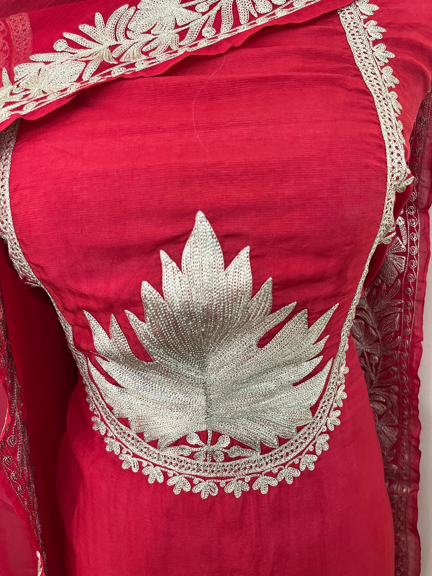 Sanam’  Maroon Tilla Embroidered Suit material