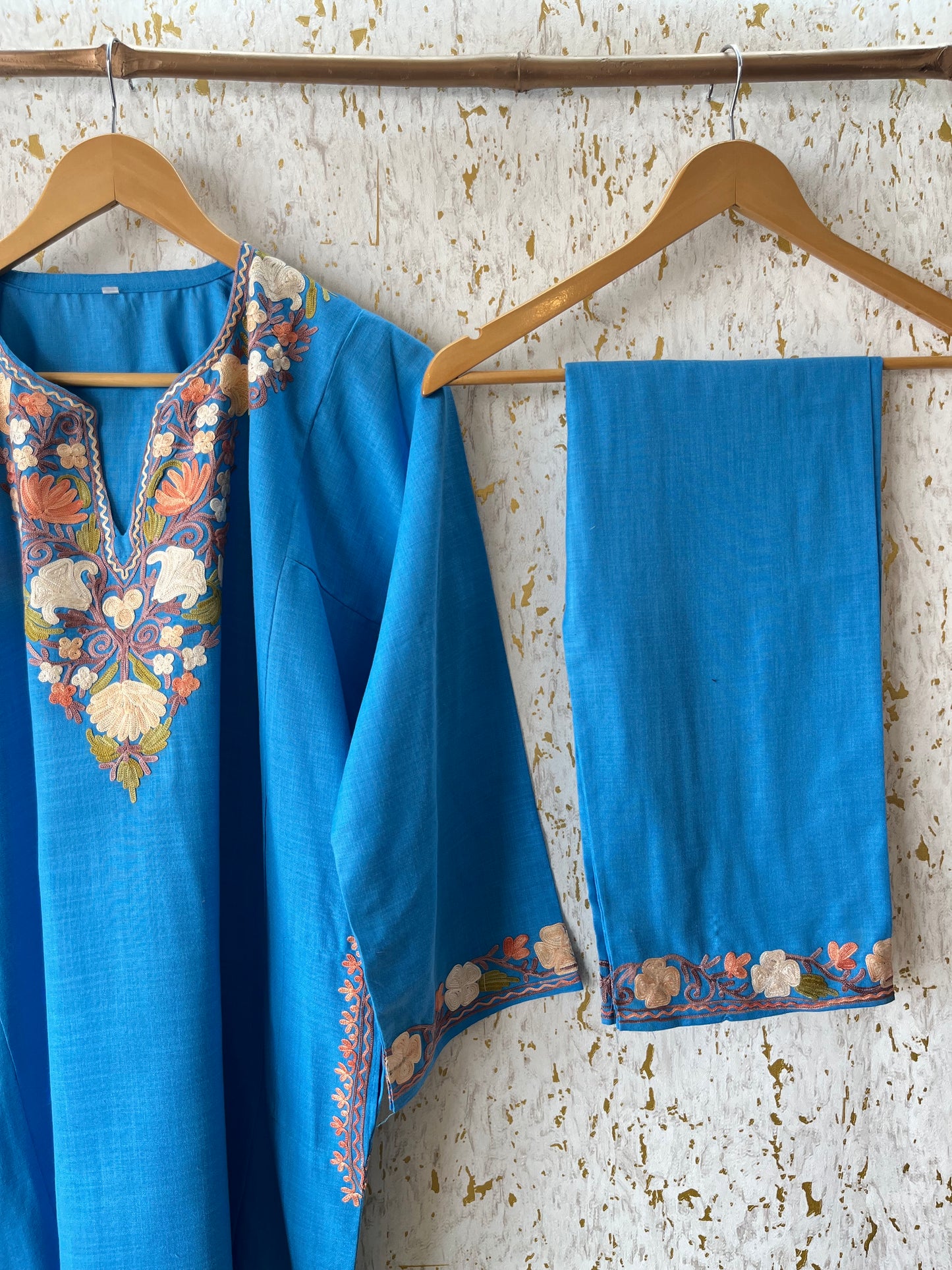 Sky blue Cotton Pheran Set (Free Size)