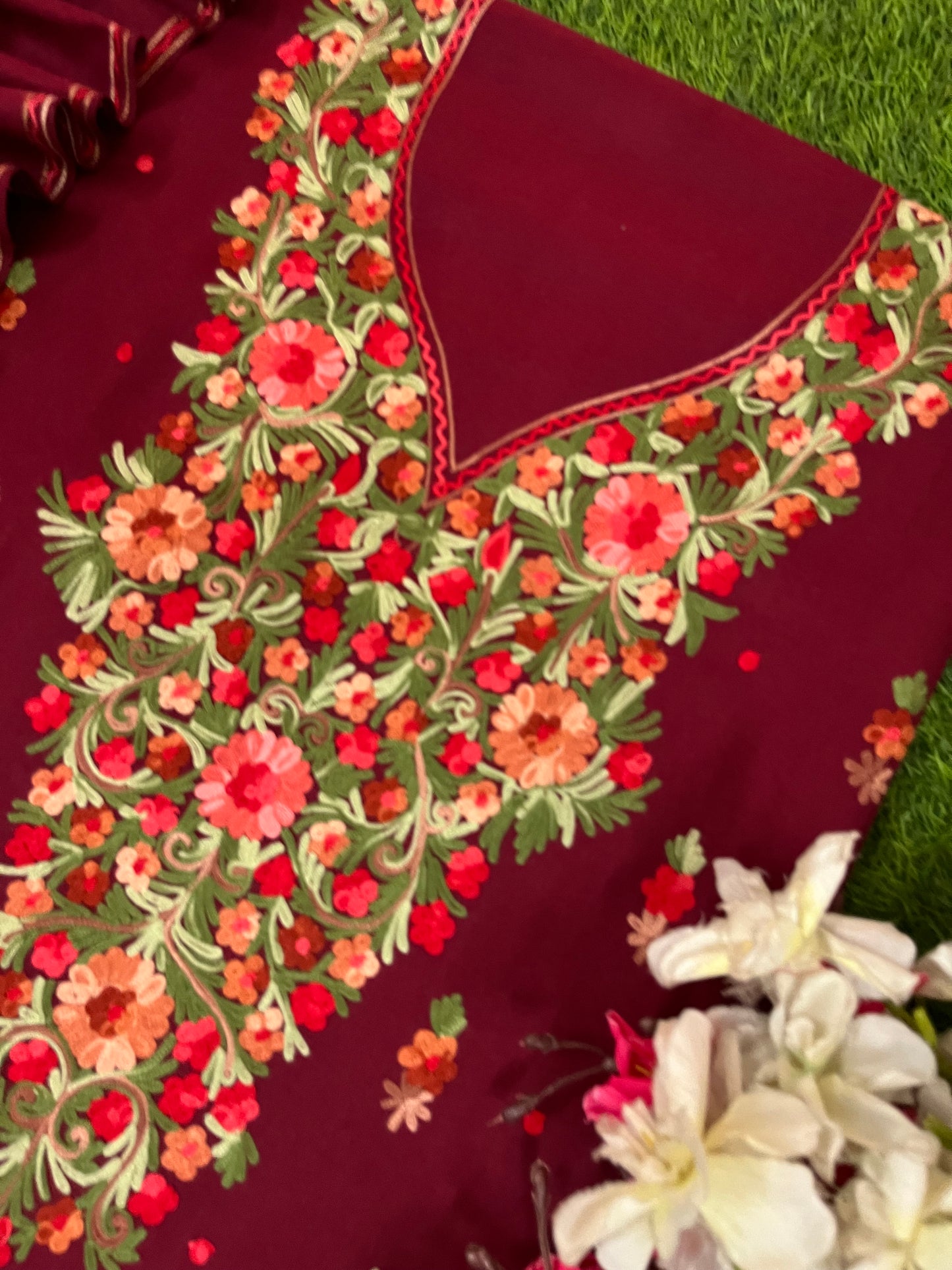 Coke Woollen Aari Embroidered 3pc suit