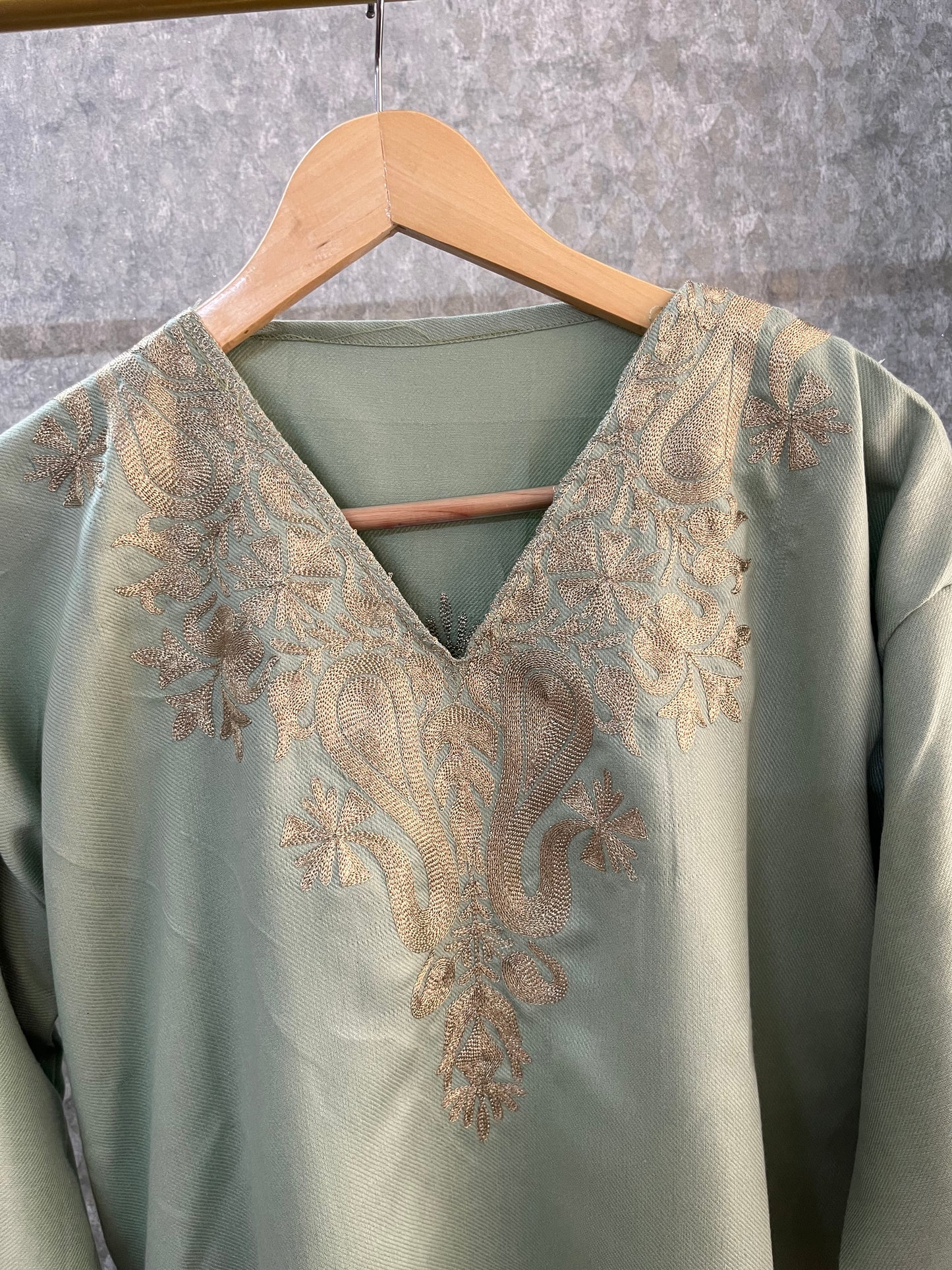 Light Green Woollen Kashmiri Co-Ord Set ( Size 48)