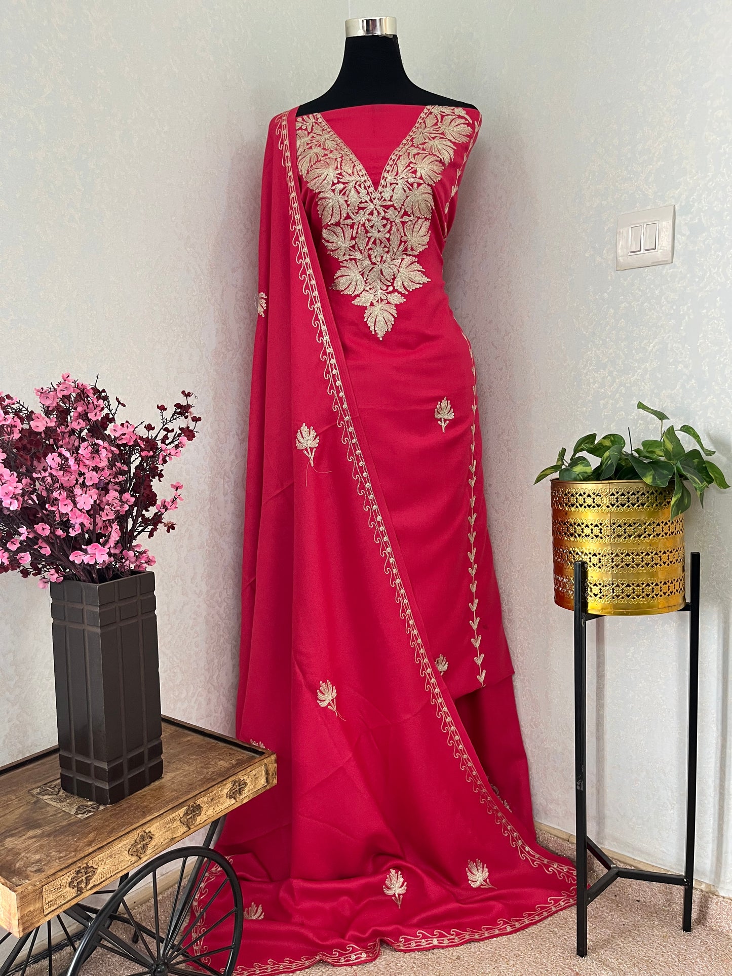 Carrot Pink Tilla Embroidered 3pc Suit Stole