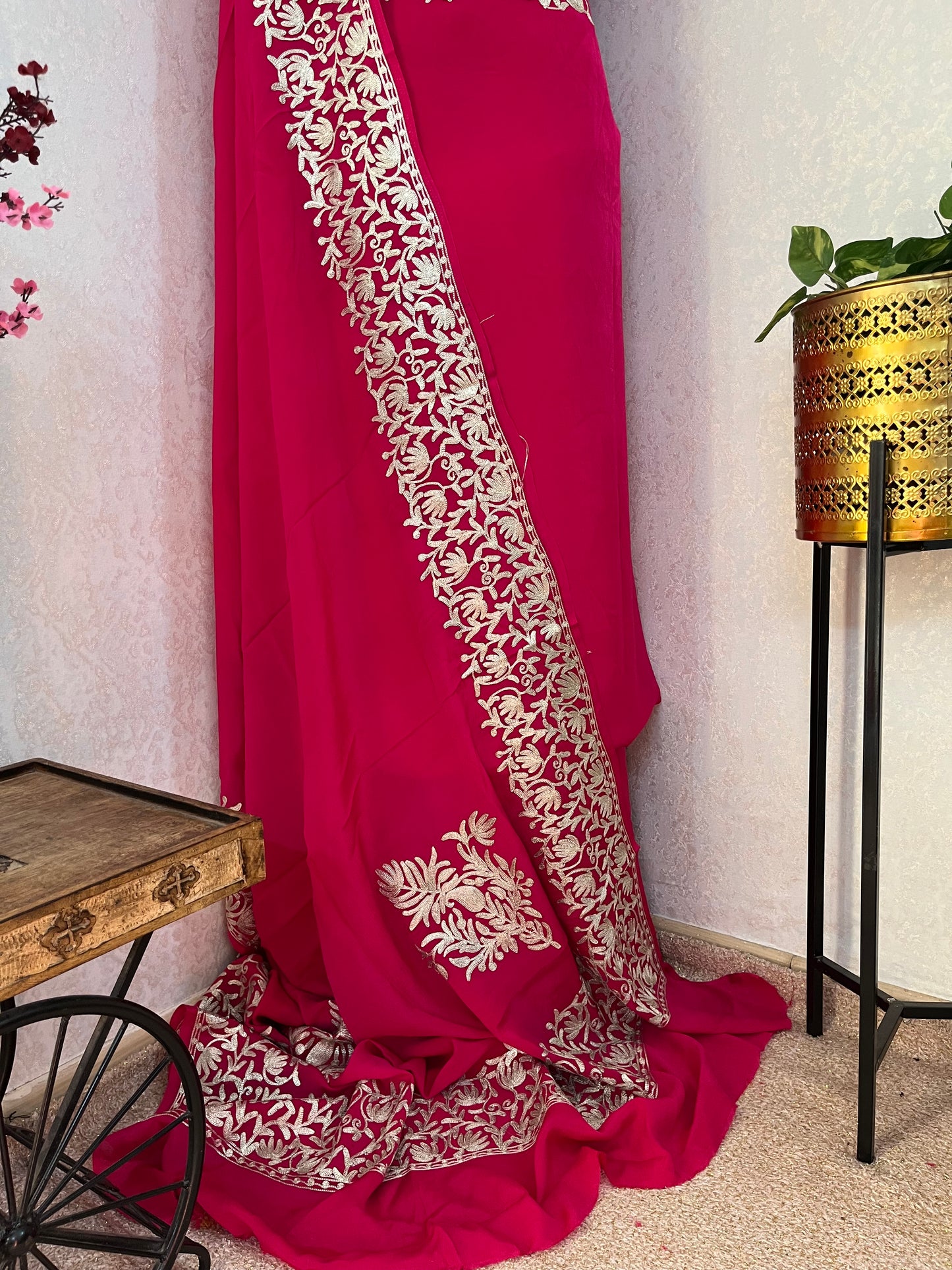 Kalaa’ Hot Pink Crape Kashmiri Suit