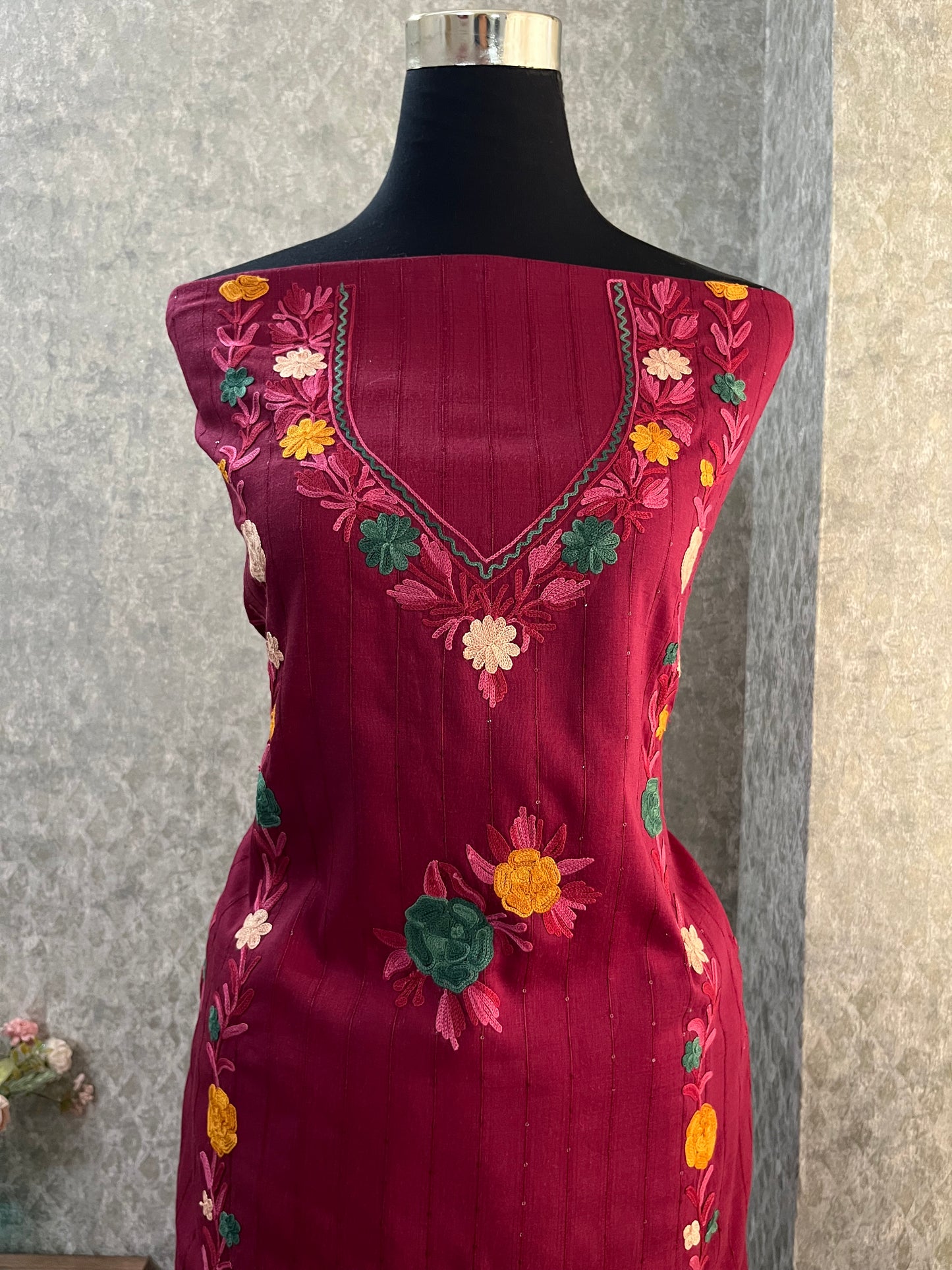 Burgund Cotton Unstitched Co-ord Set