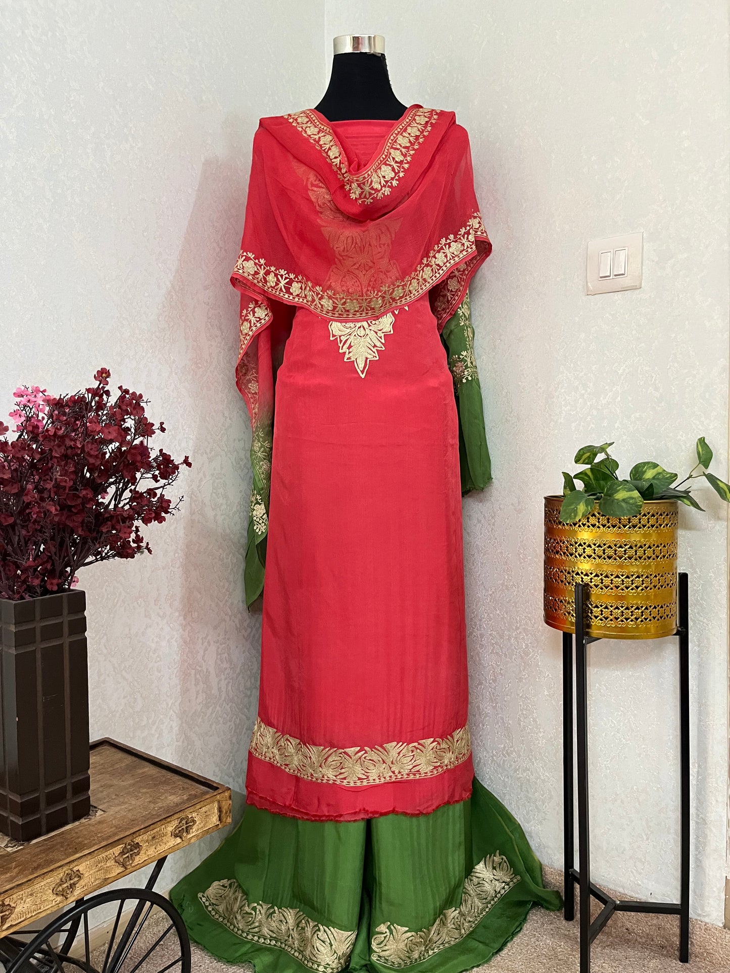 Sanam Electric Blue Silk Kashmiri Suit