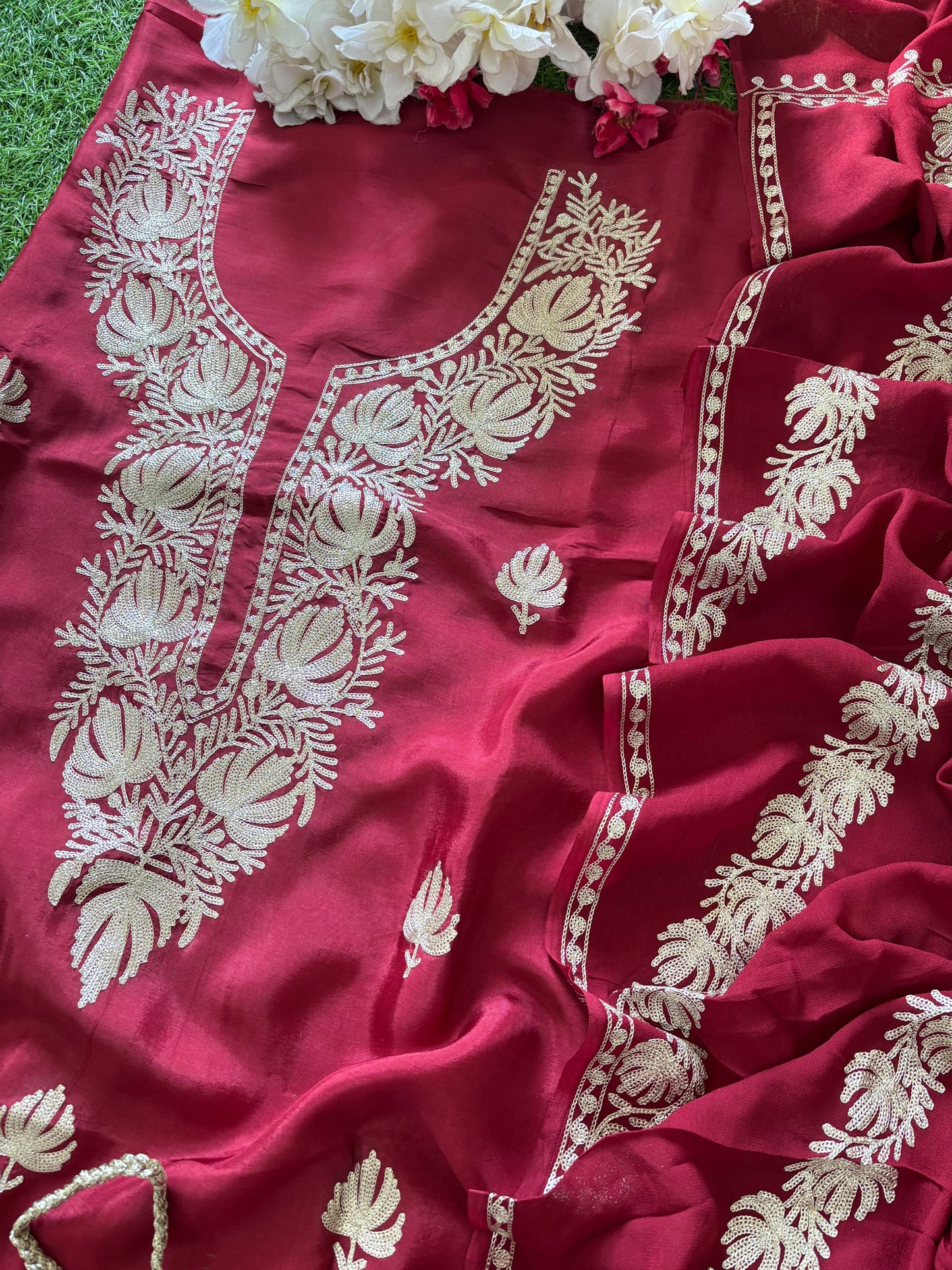 Sanam Silk Kashmiri Suit with Potli