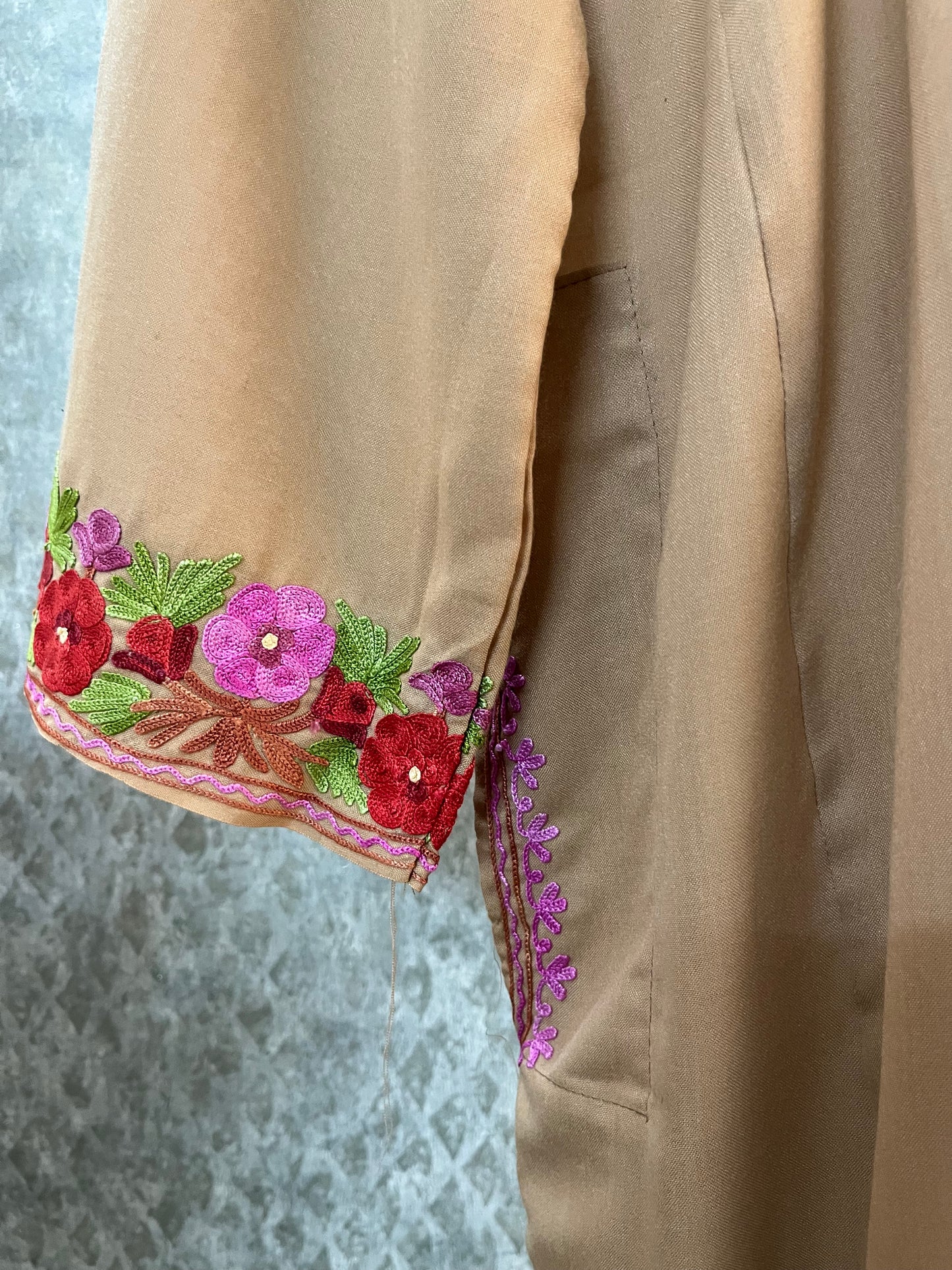 Beige Cotton Aari Work Kurta