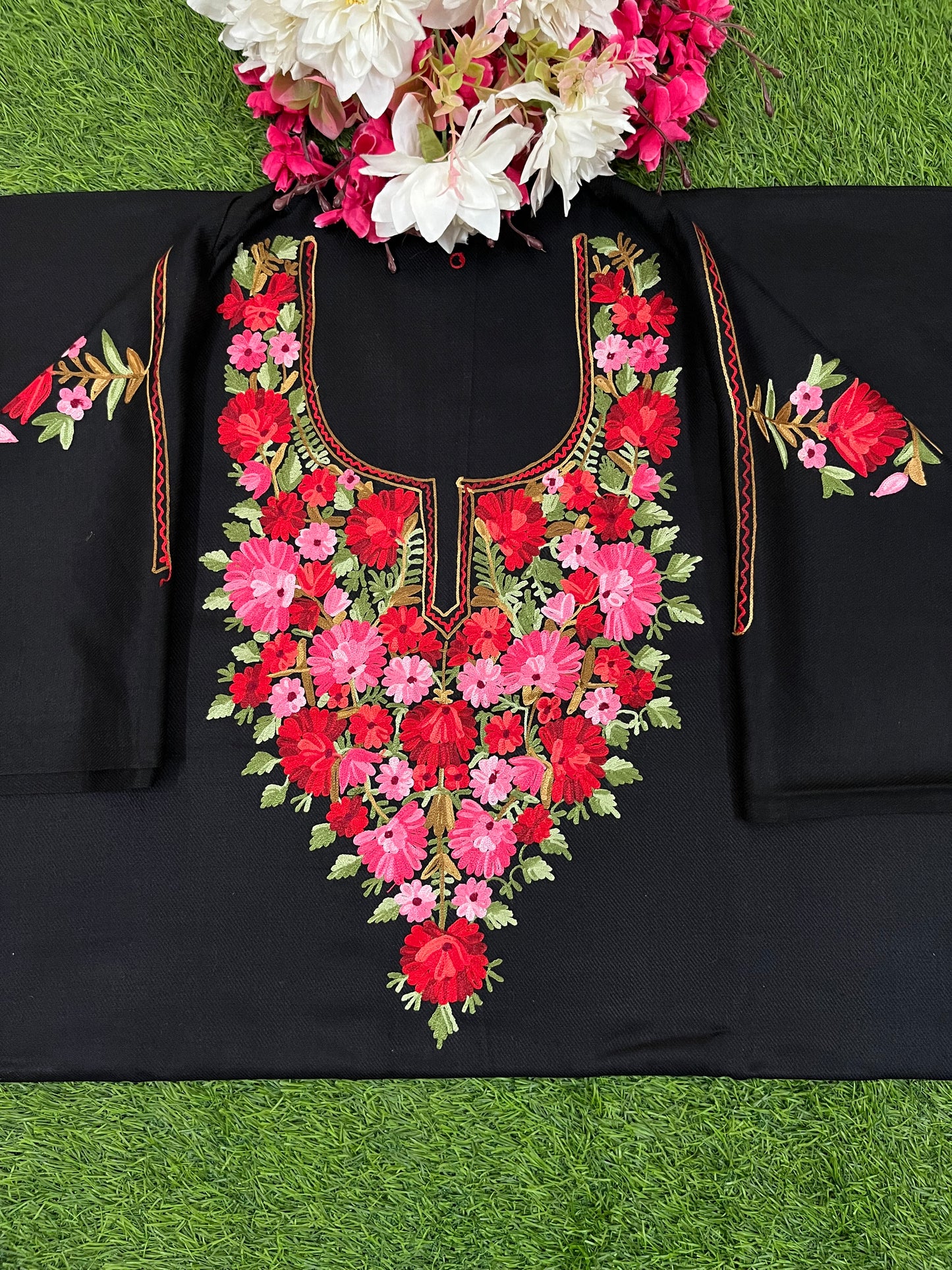 Black Woollen Aari Embroidered 3pc suit
