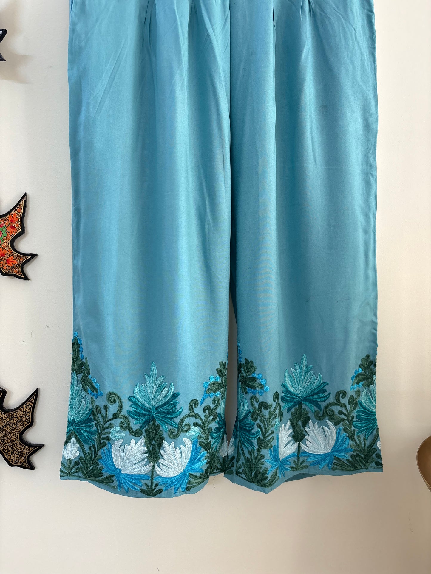 Women Blue Chinaar Aari Embroidered Palazzos ‘30’