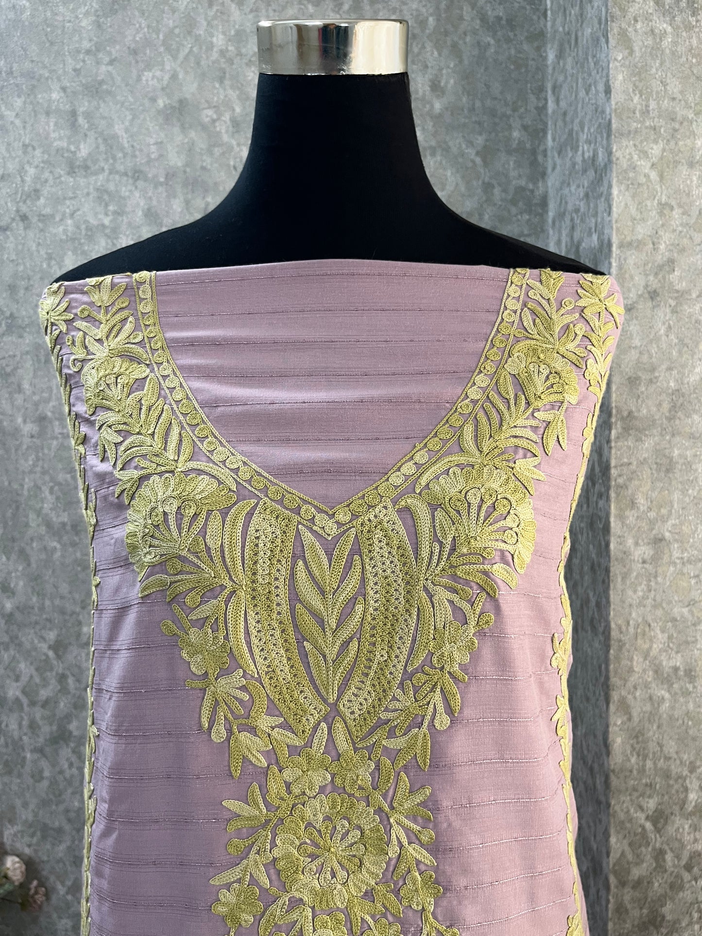 Lavender Muslin Cotton Striped Pattern Unstitched Co-ord Set