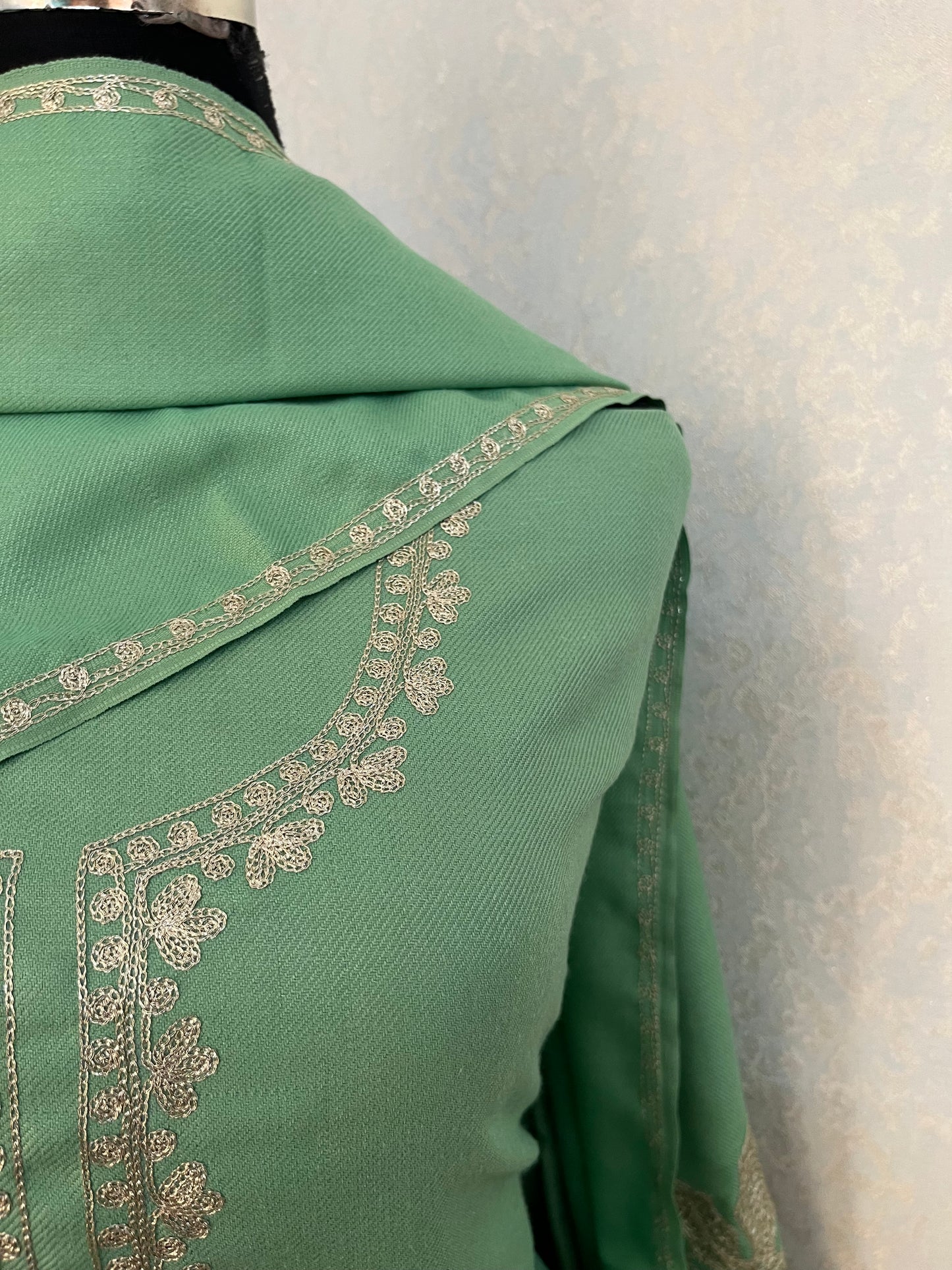 Pastel Green Tilla Kashmiri Woollen Suit
