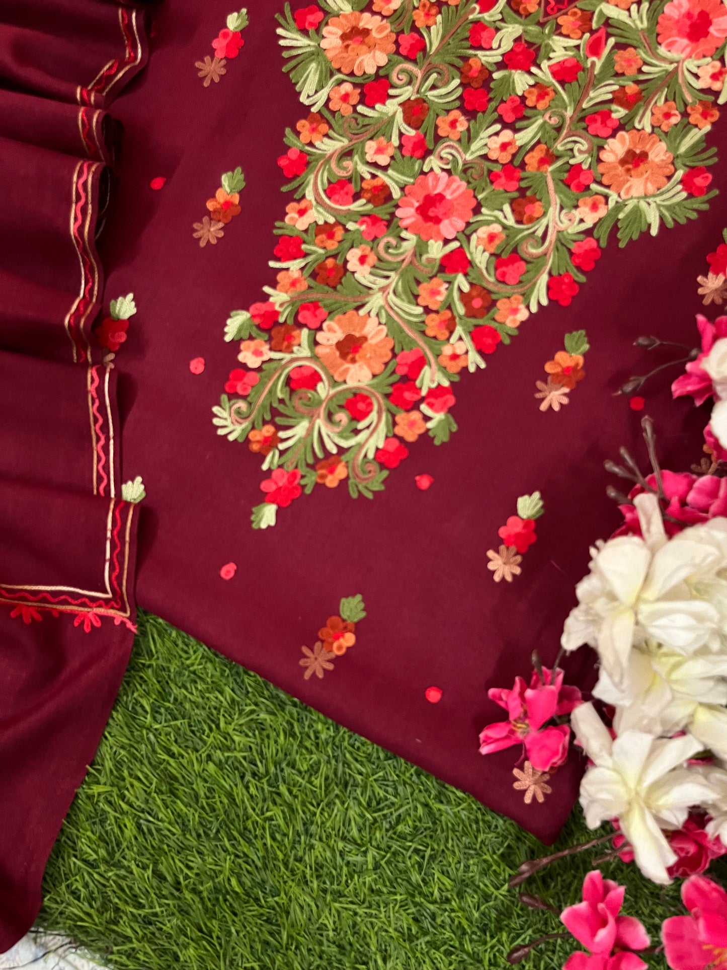 Coke Woollen Aari Embroidered 3pc suit