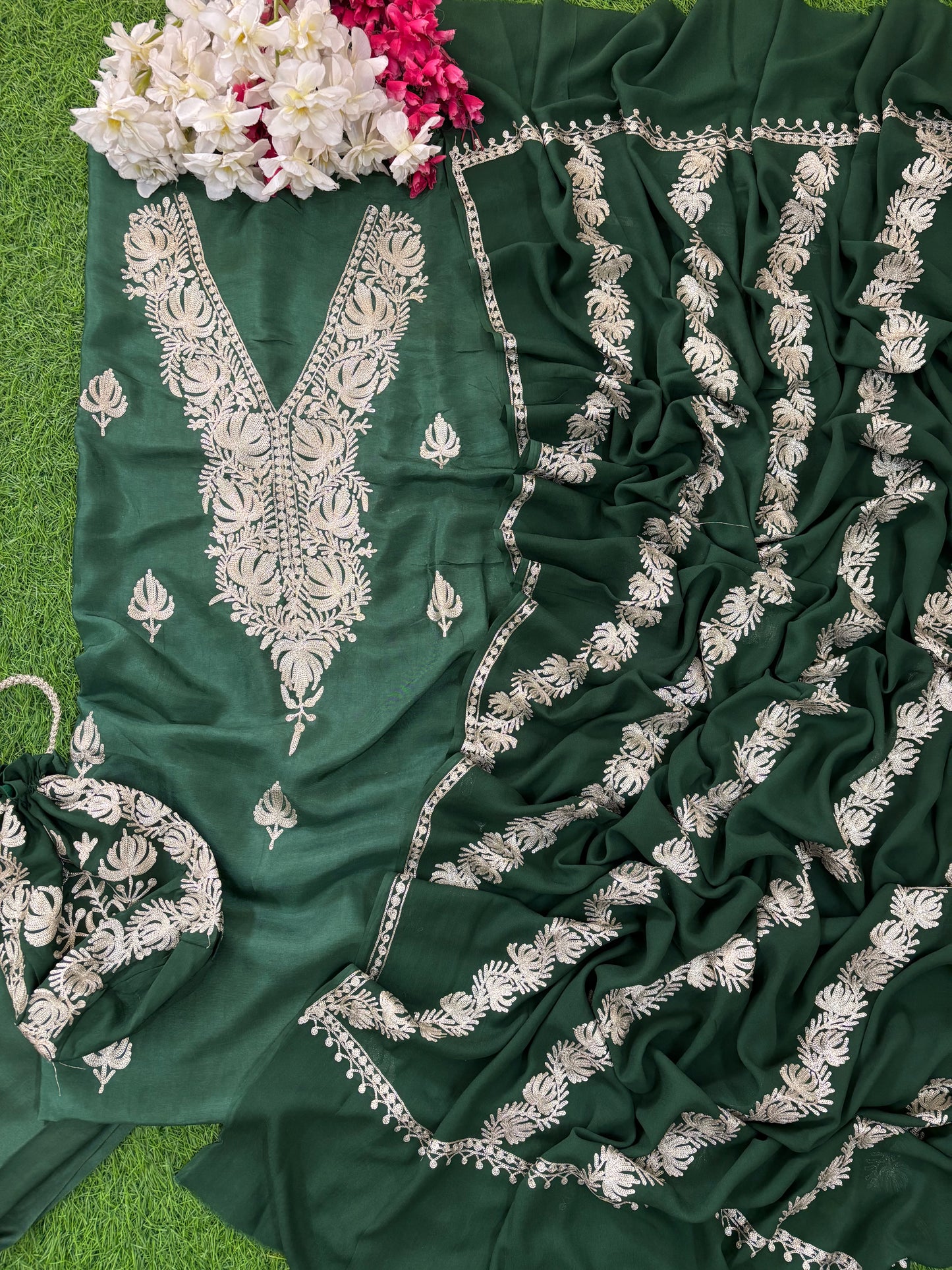 Sanam Silk Kashmiri Suit with Potli