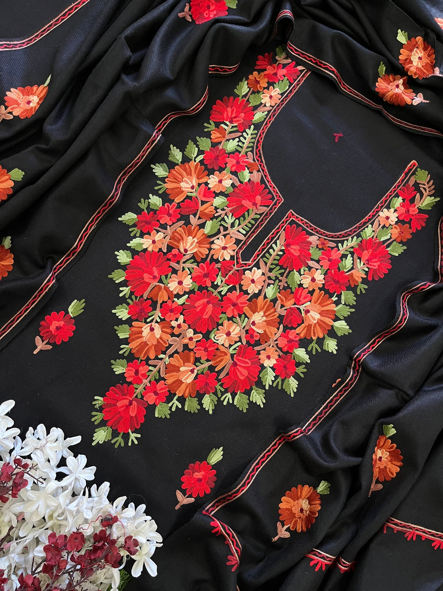 Black Woollen Aari Embroidered 3pc suit