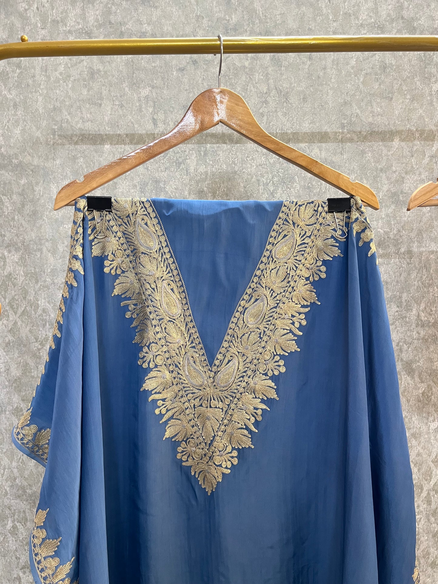 Crape Kashmiri Unstitched Kaftan Set