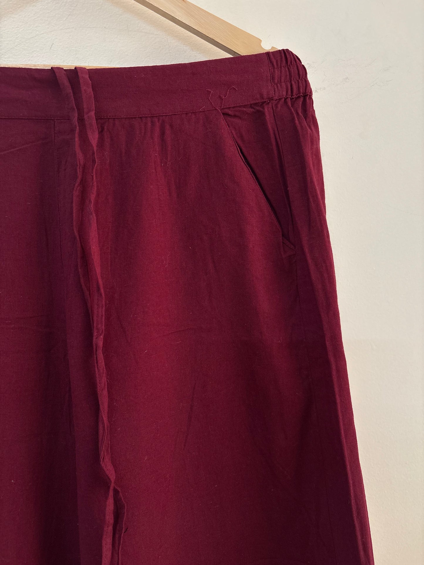 Women Maroon Wide Leg Aari Embroidered Palazzos