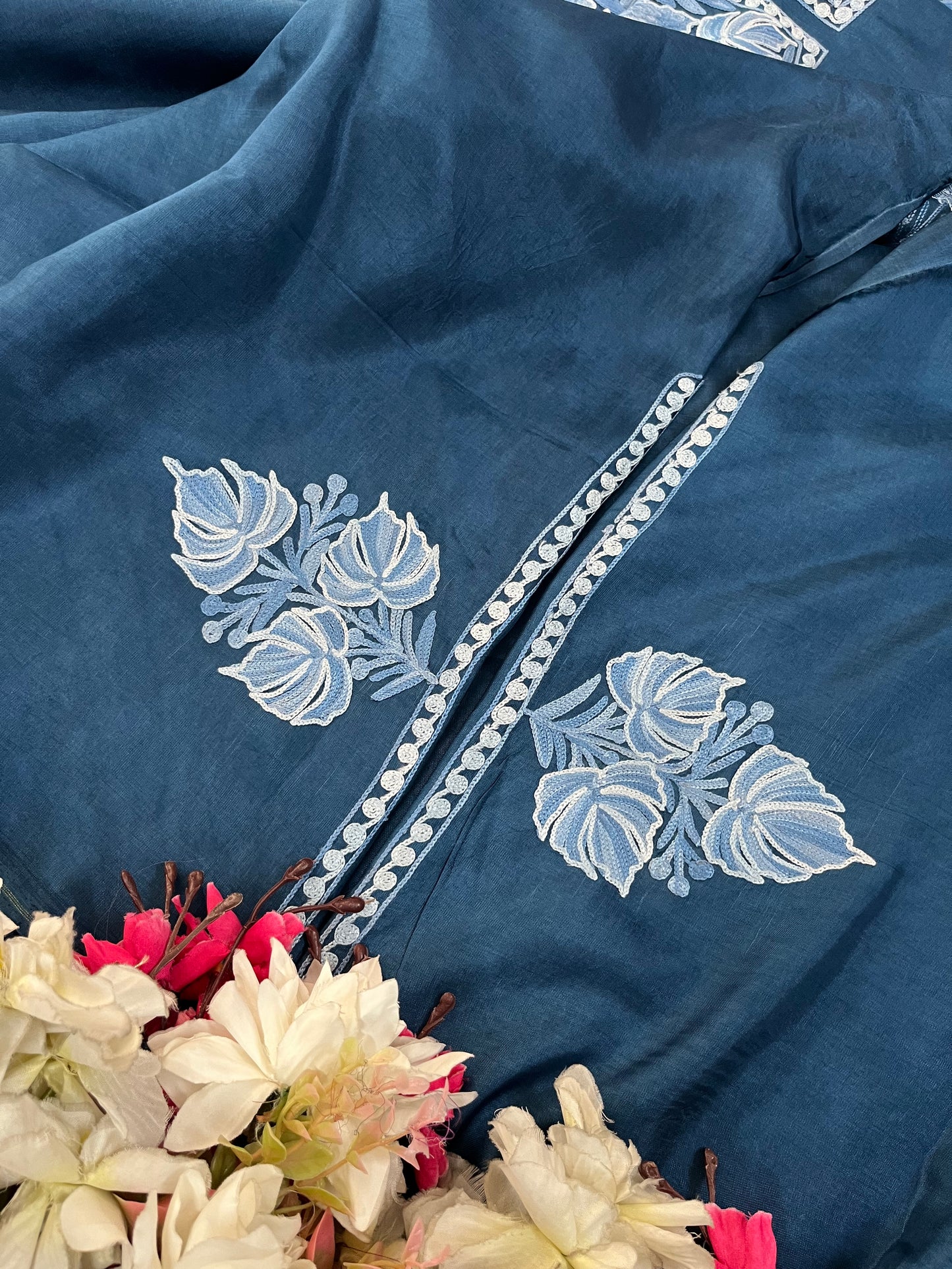 Blue Opada Silk Kashmiri Suit