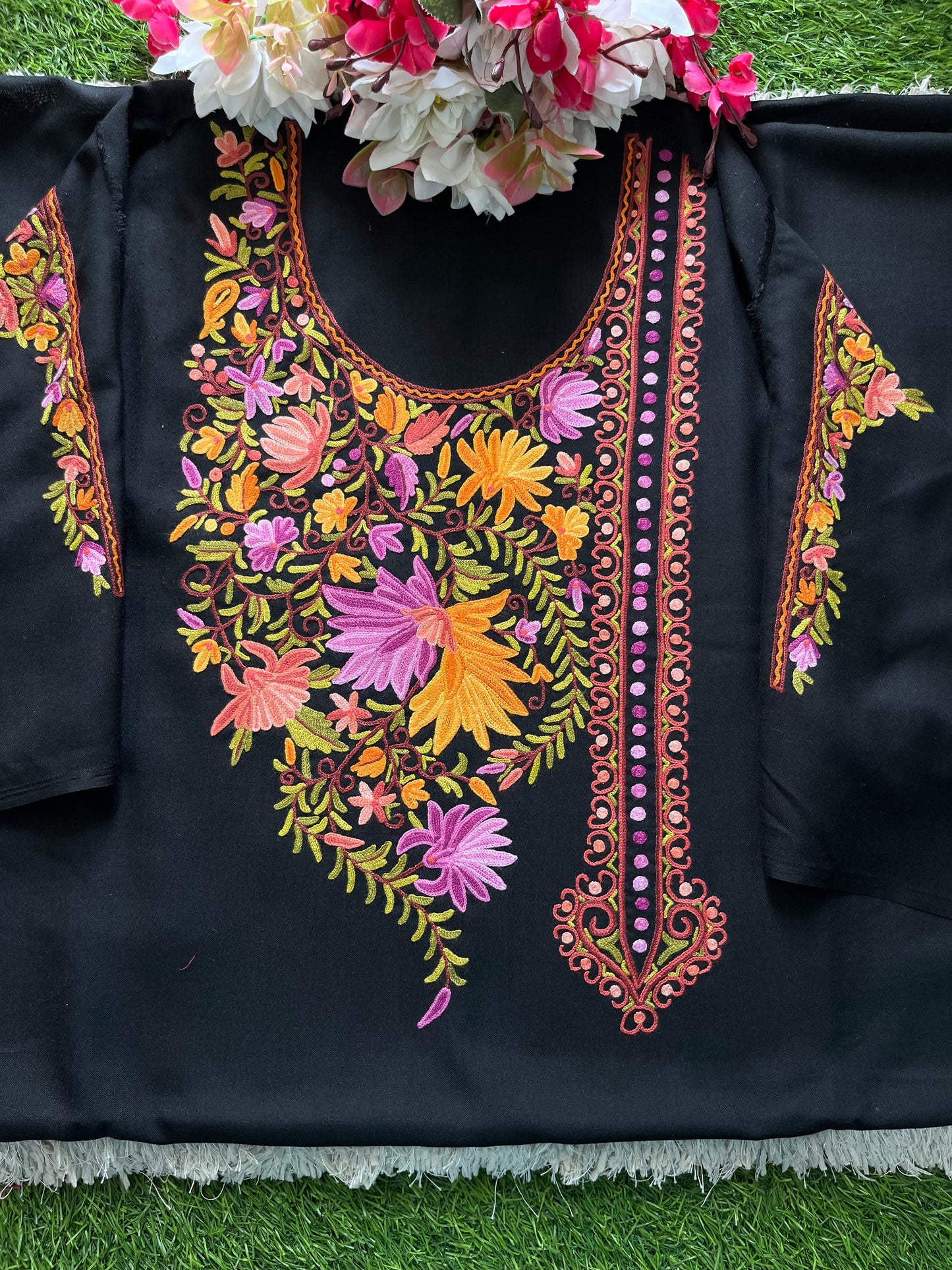 Black Cotton Cord Set (Hand Embroidered)