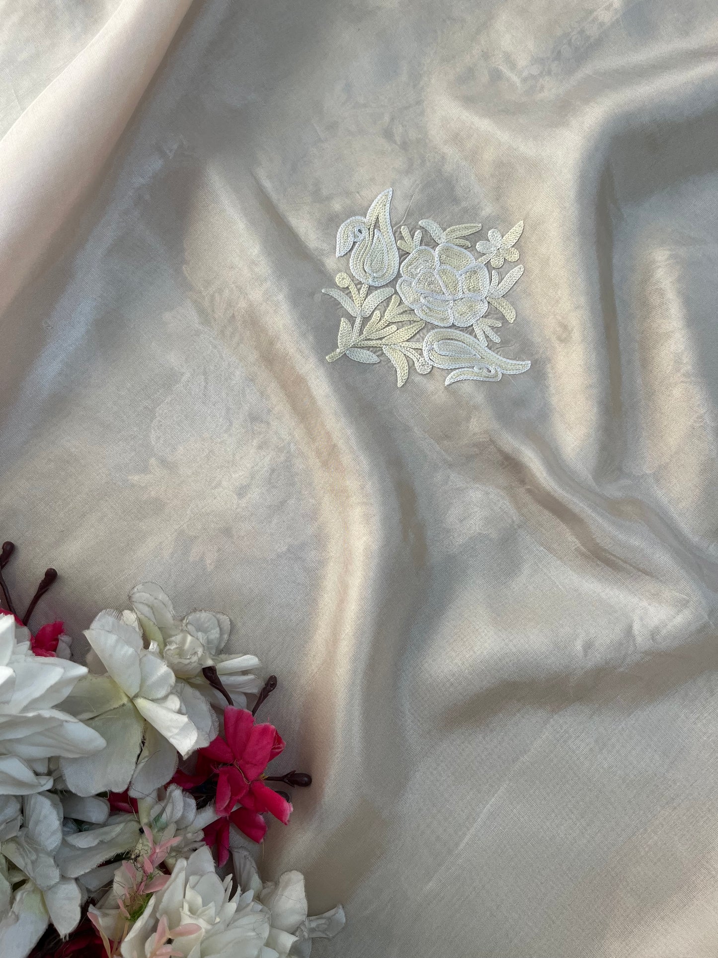 Ivory Opada Silk Kashmiri Suit