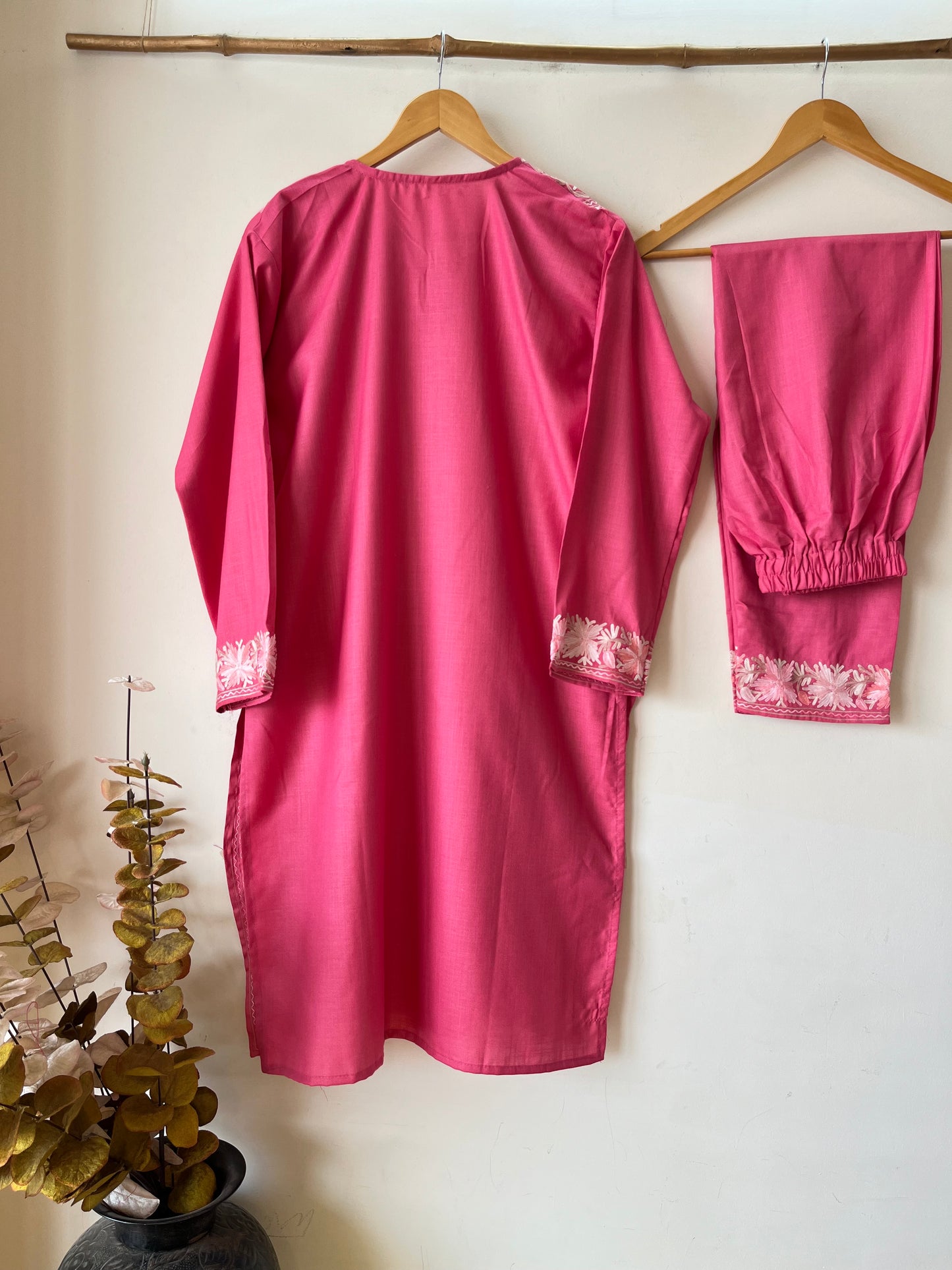 Pink Cotton Stitched Co-ord Set (XXL)