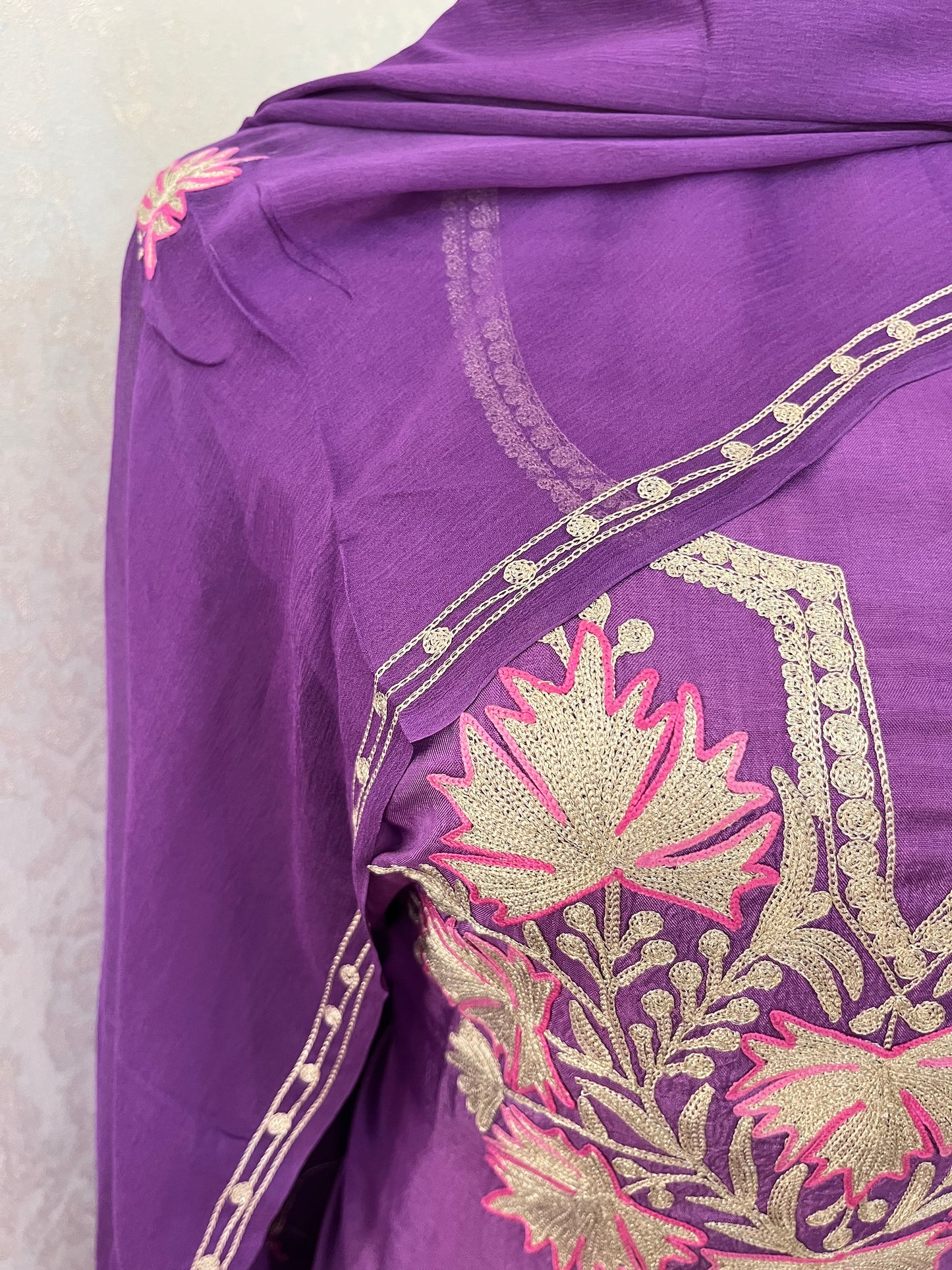 Lilac Silk Tilla Kashmiri Suit