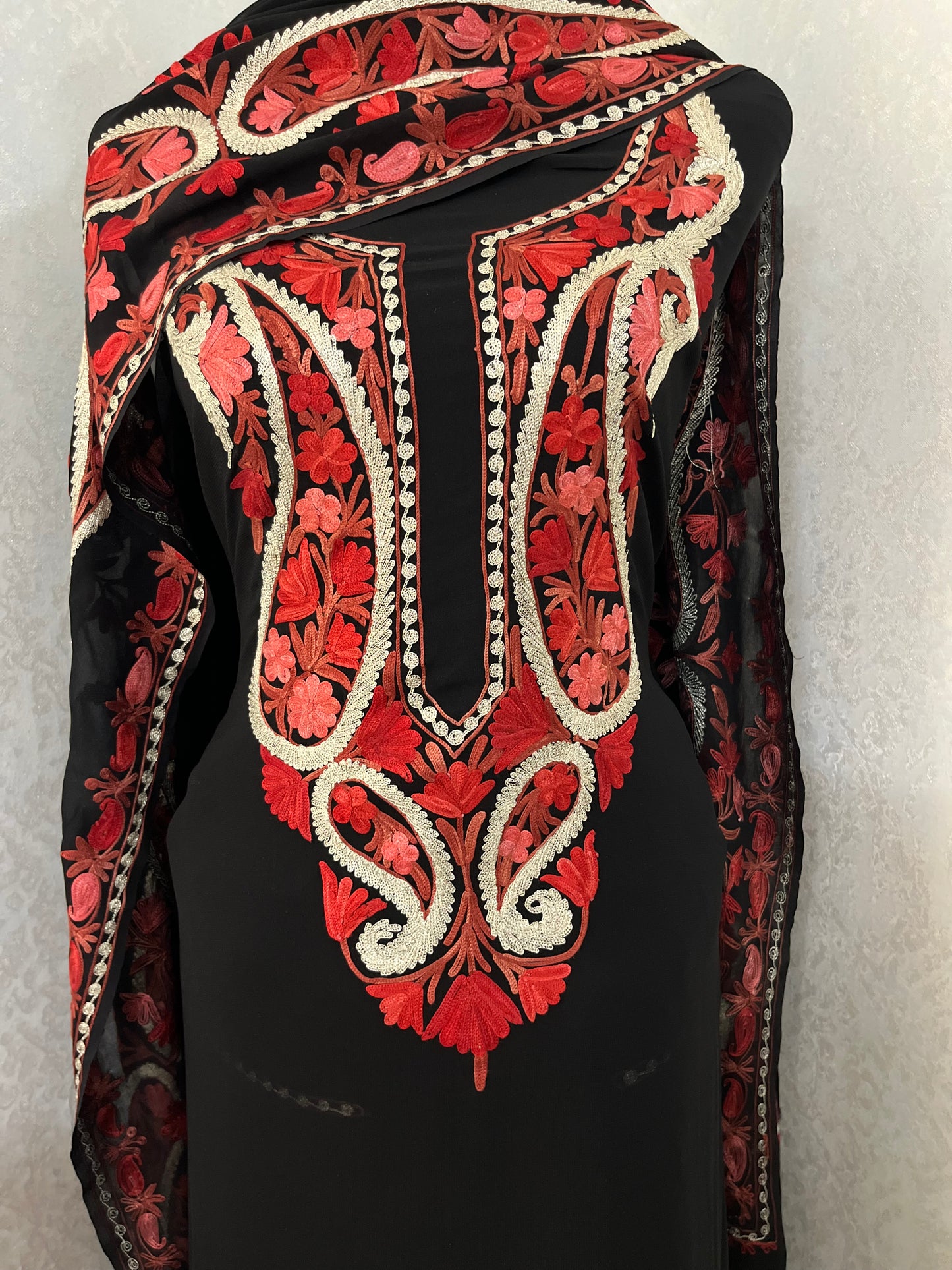 Black Pure Georgette Kashmiri Suit