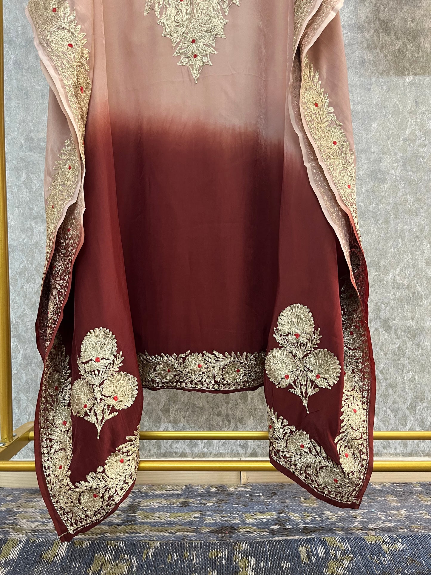 Crape Kashmiri Unstitched Kaftan Set