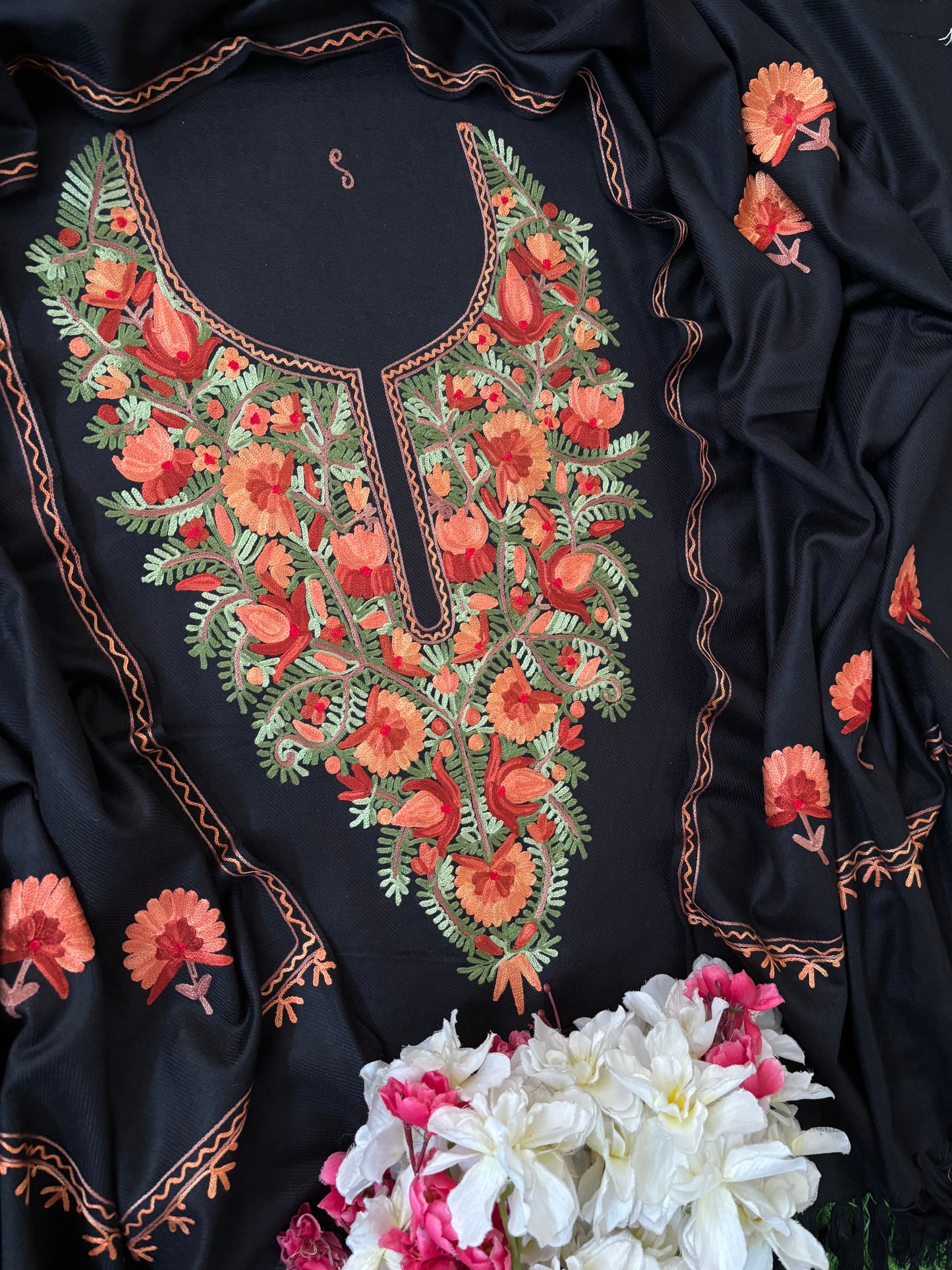 Black Woollen Aari Embroidered 3pc suit