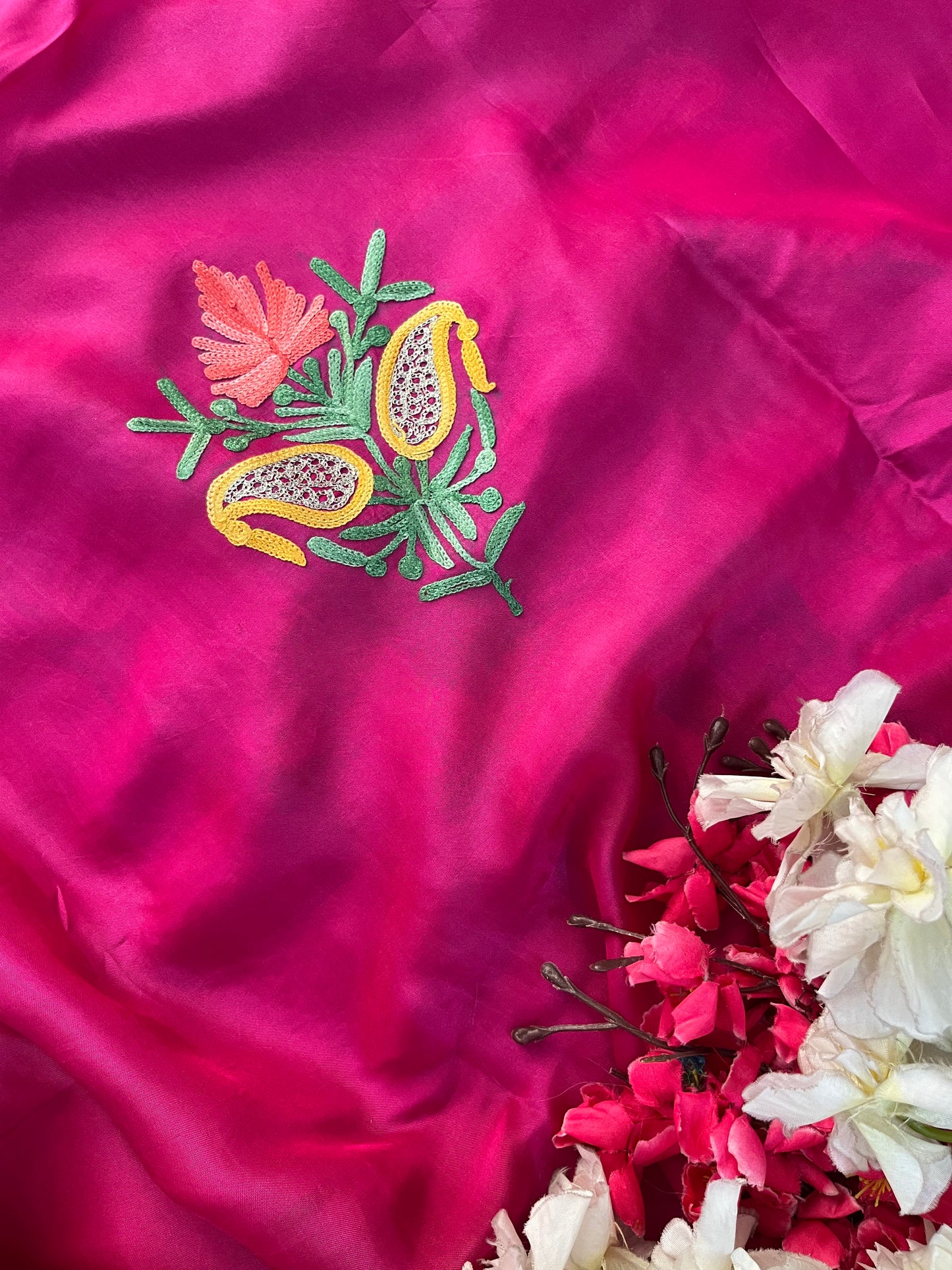 Hot Pink Opada Silk Kashmiri Suits