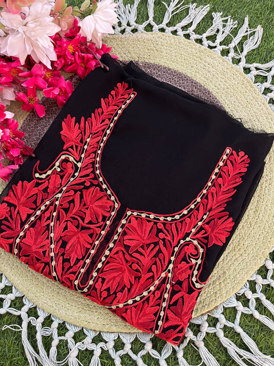 Black Georgette Kashmiri Kurta Material