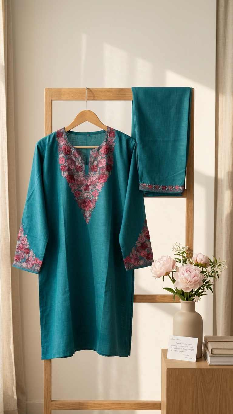 Blue Cotton Stitched Co-ord Set (40)