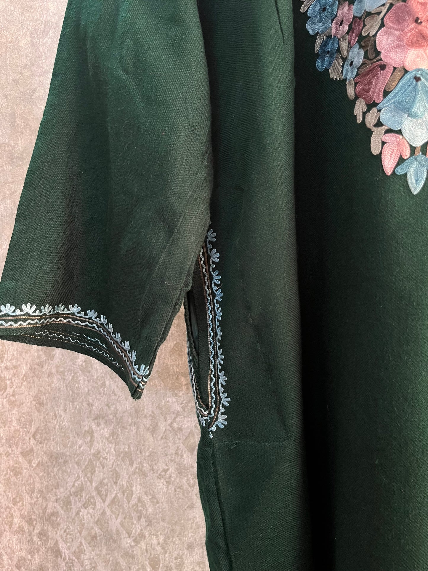 Green Aari Embroidered Wool Pheran