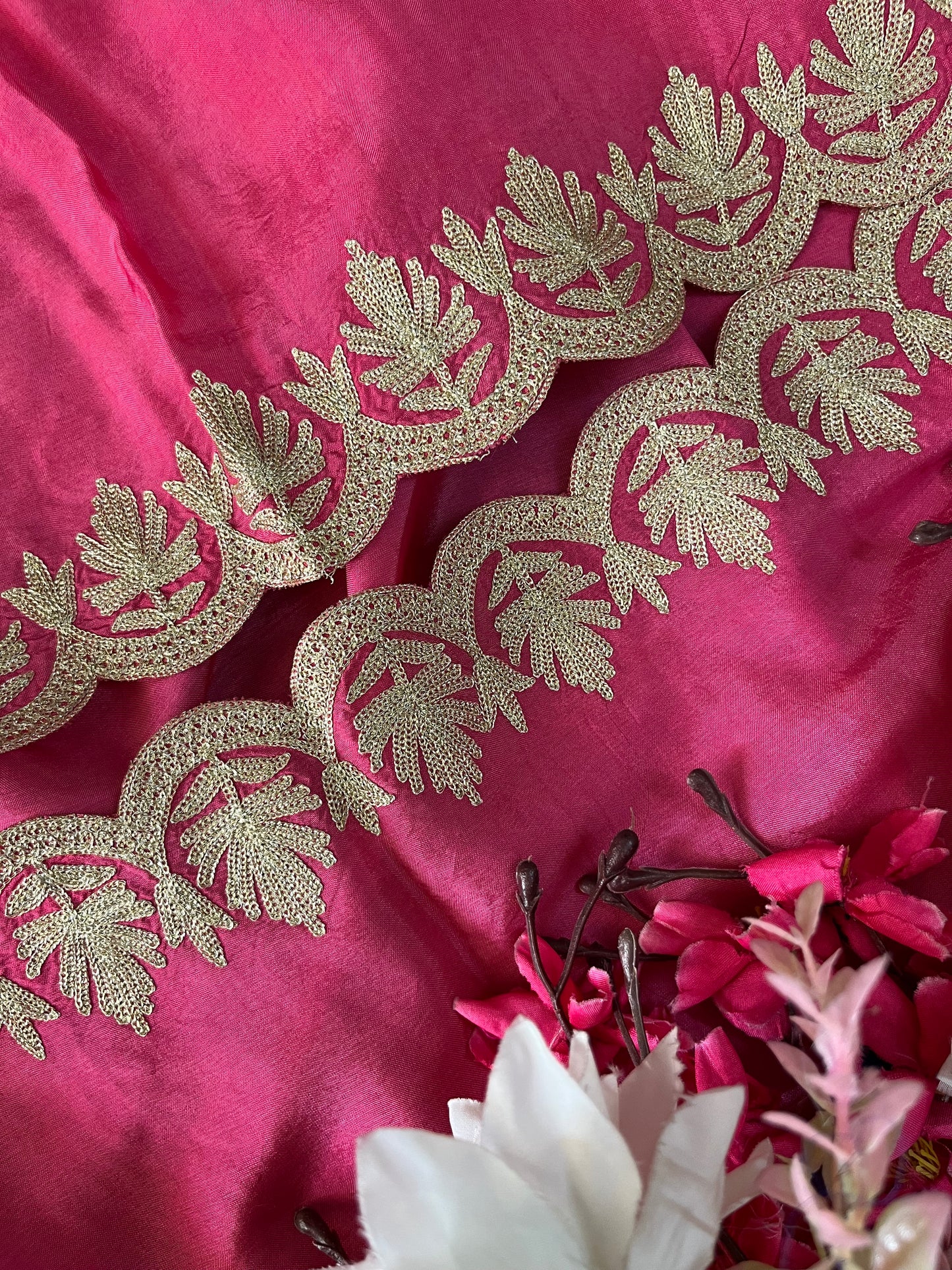 Rose Pink Sanam’ Silk Tilla Kashmiri Suit