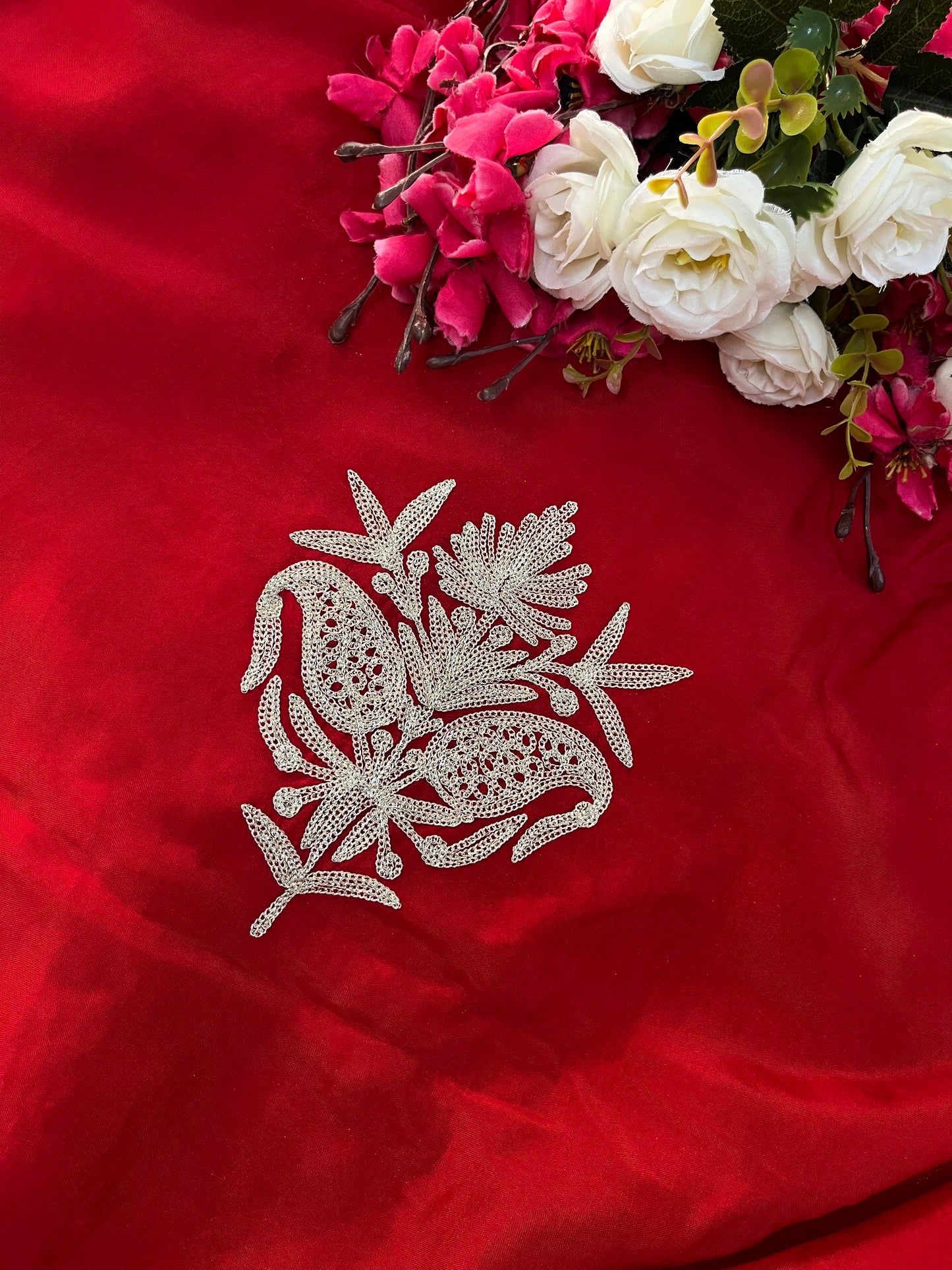Red Silk Tilla Kashmiri Suit