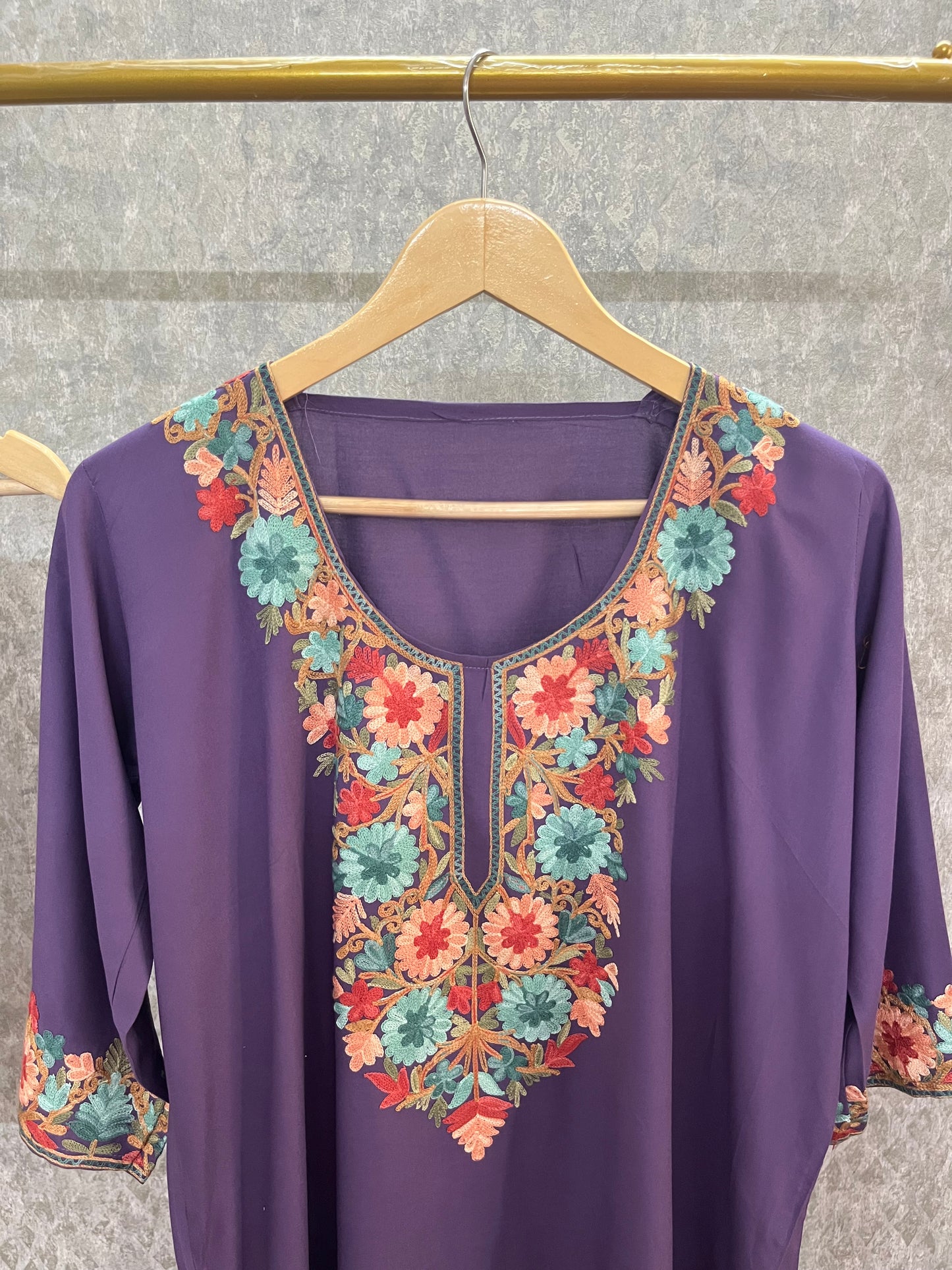 Purple Cotton Stitched Co-ord Set(46)