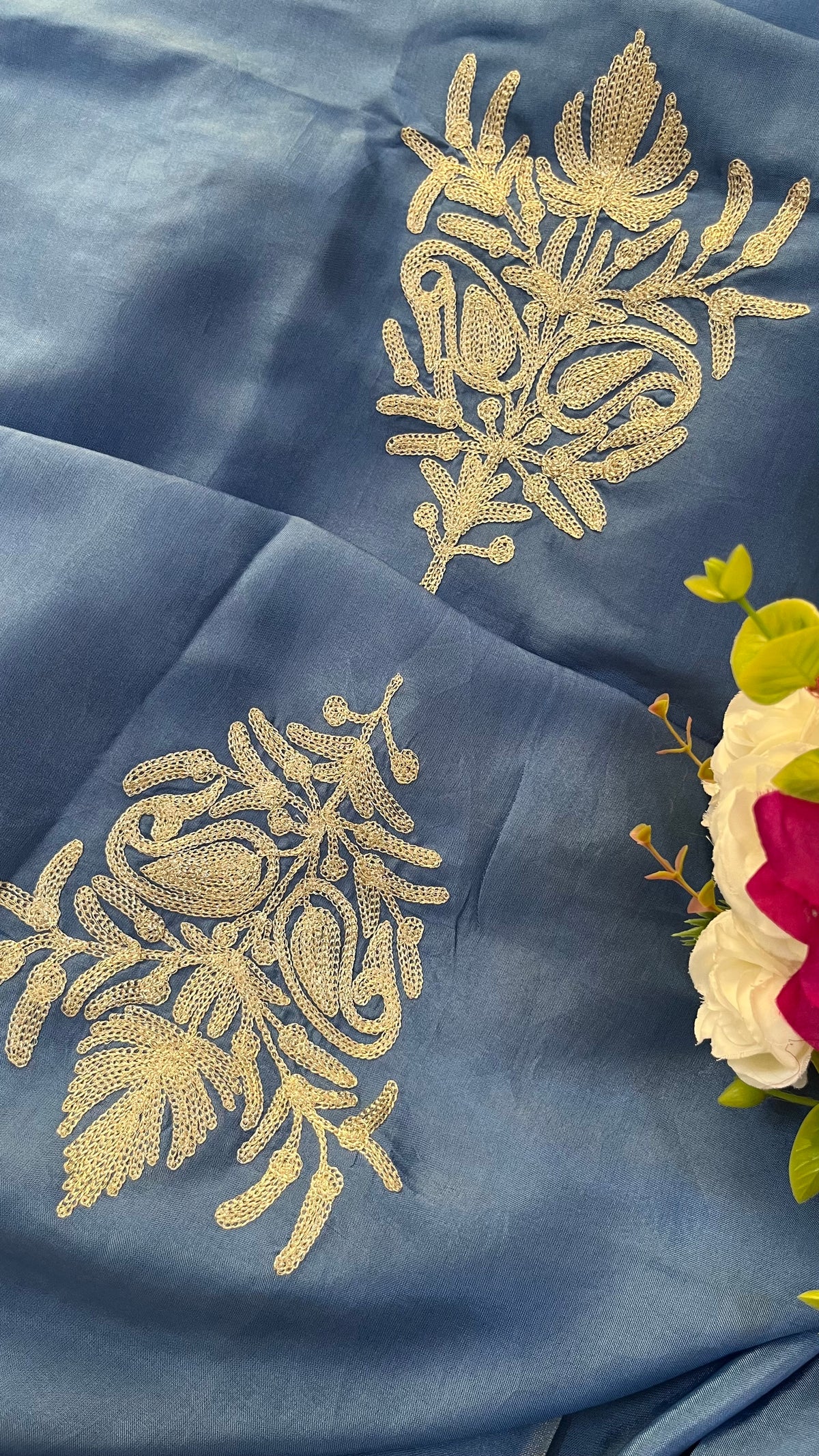 Blue Sanam Silk Kashmiri Suit