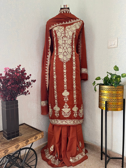 Rust Sanam Silk Kashmiri Suit
