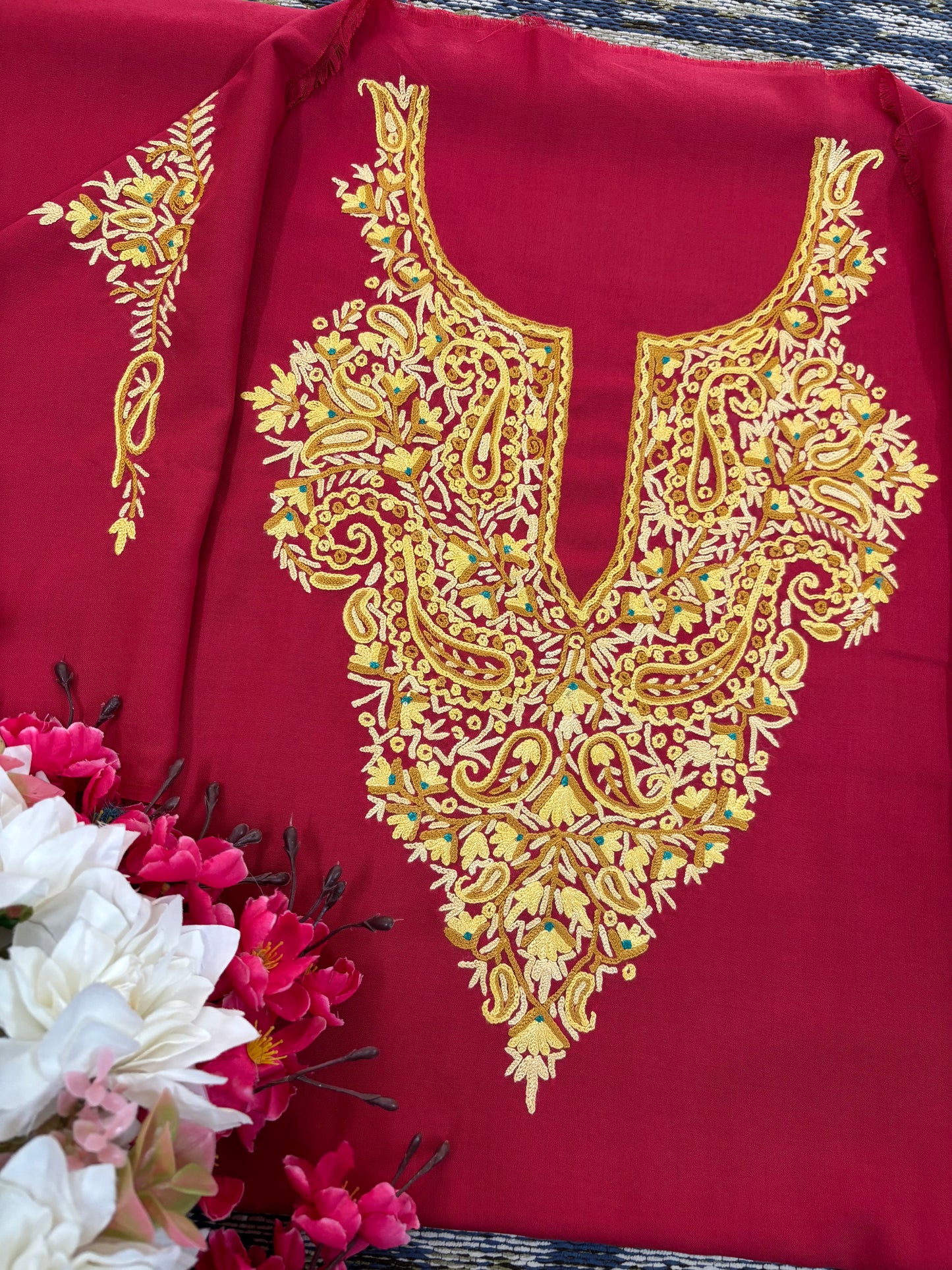 Red Cotton Cord Set (Hand Embroidered)