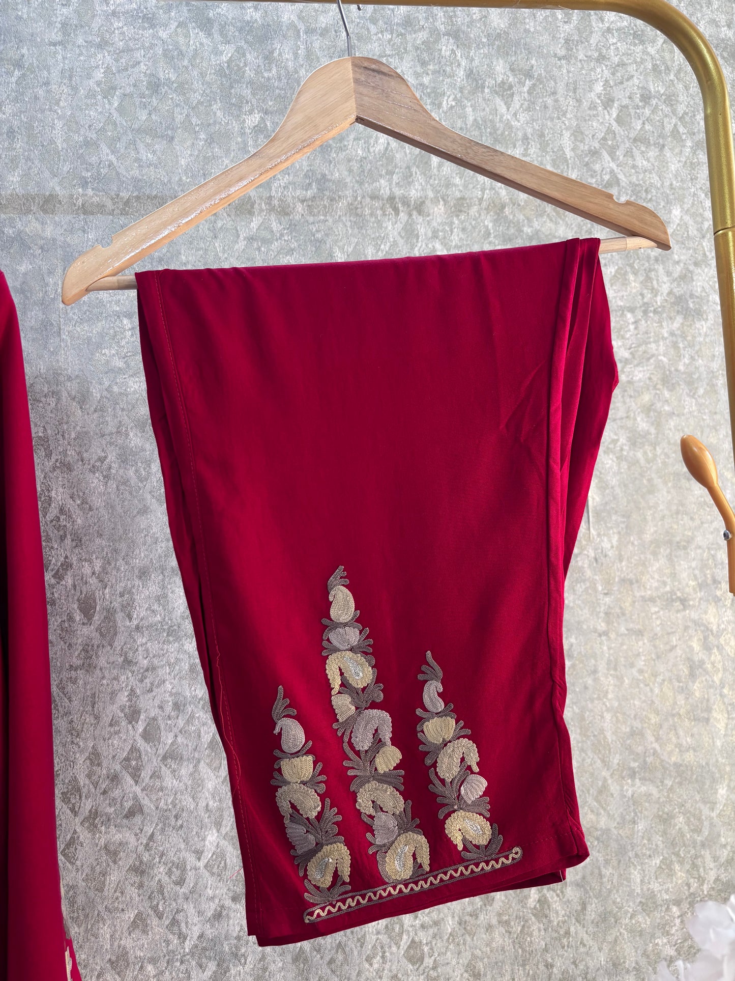 Maroon Cotton Cord Set Size(42)