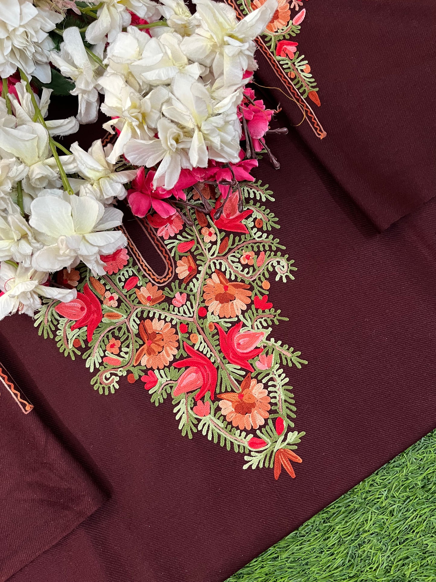 Coke Woollen Aari Embroidered 2pc suit 5mtr