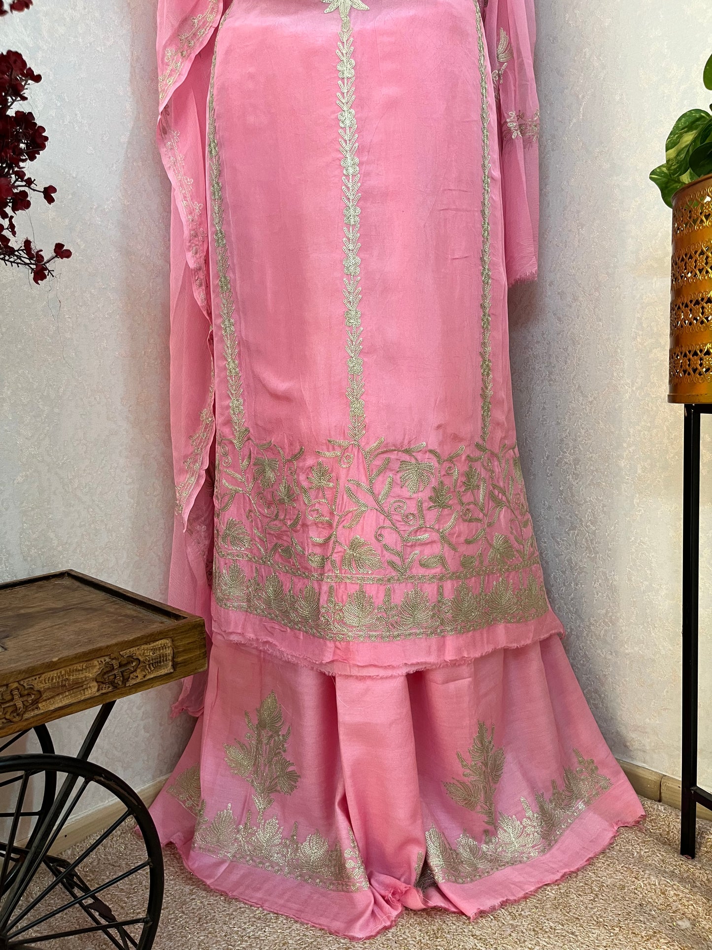 Soft Pink Tilla Kashmiri Silk Suit