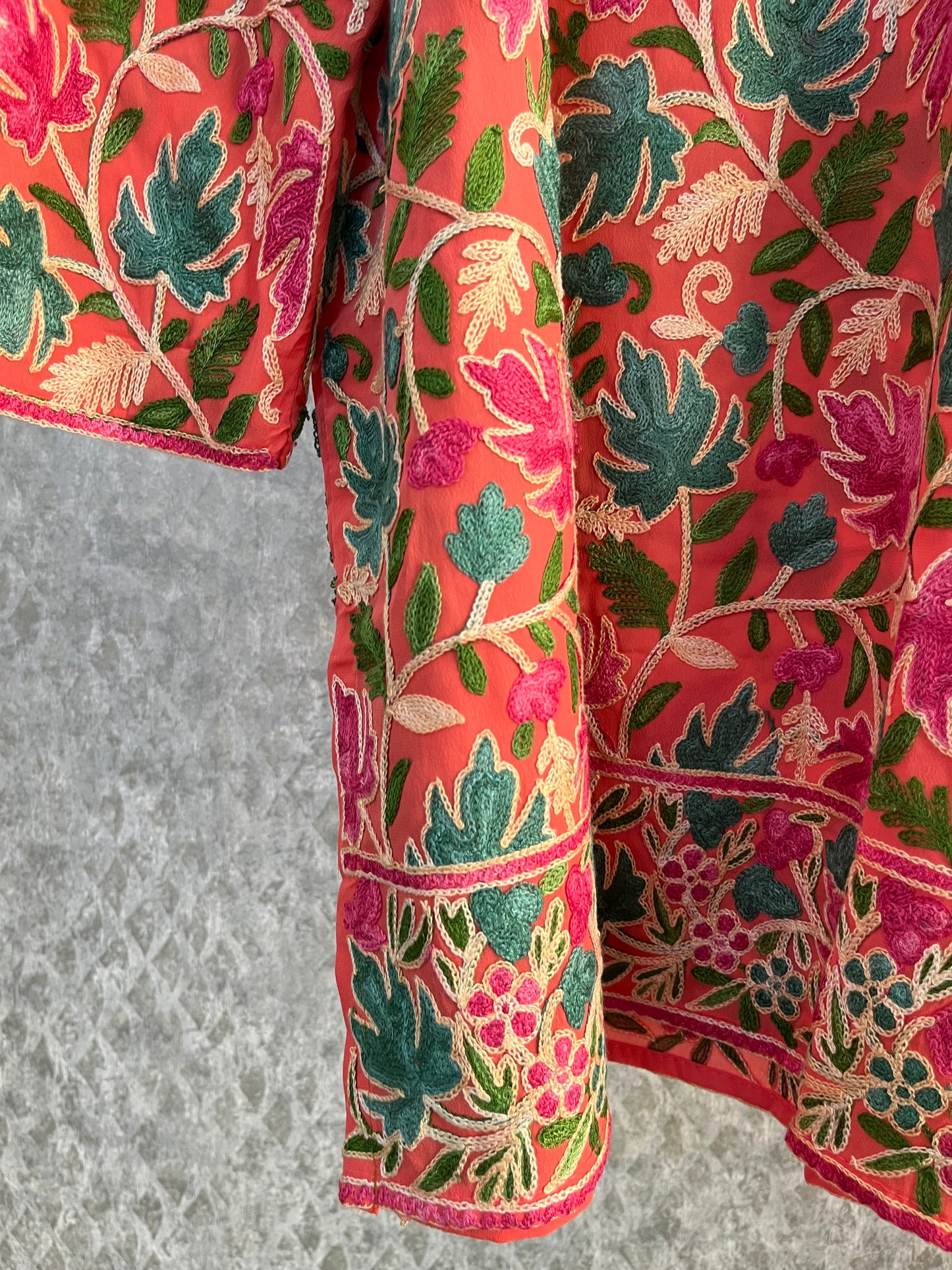 Peach Pink Crape Jaal Work (Front & Back) Kurta