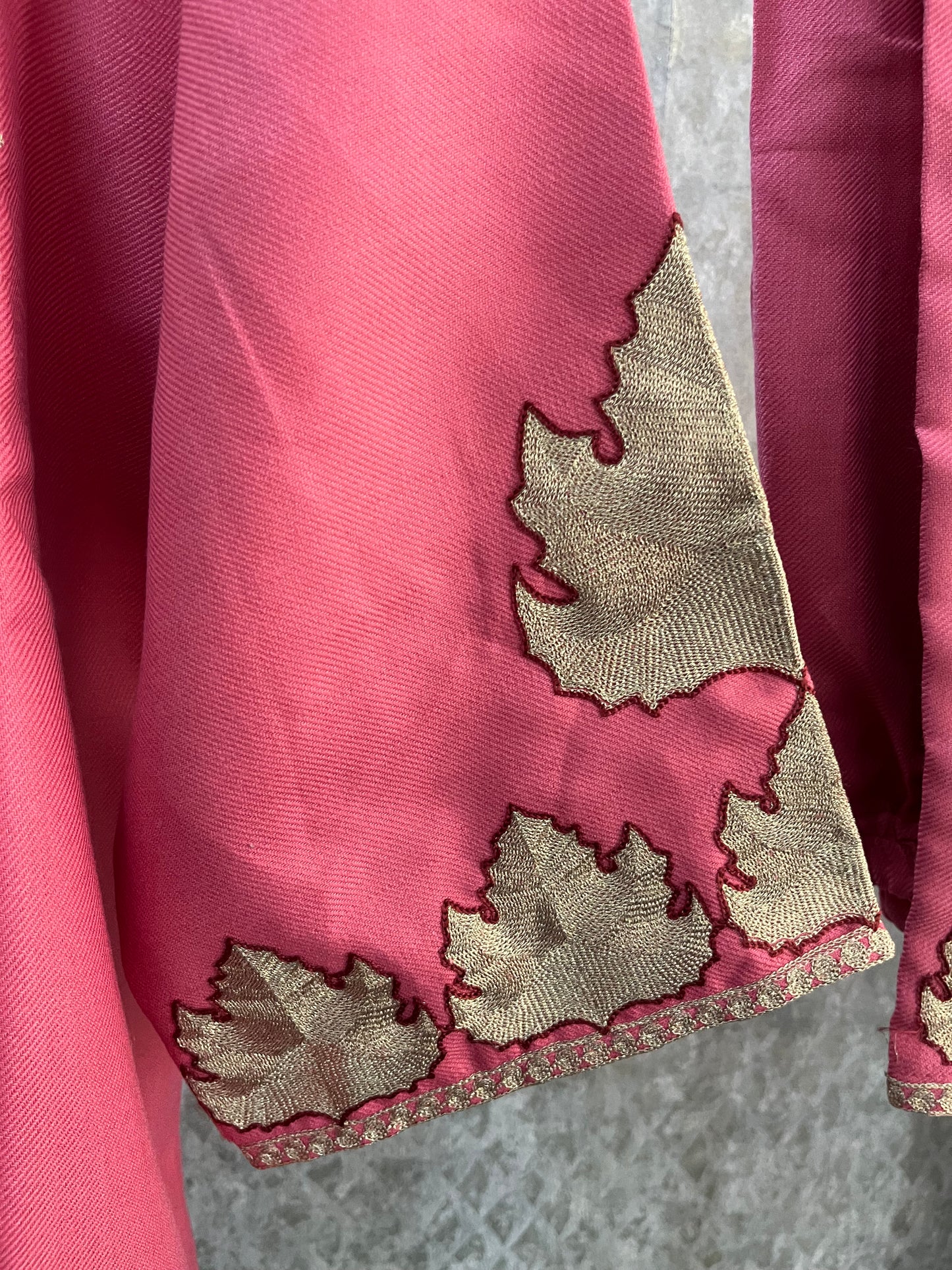 Candy Pink Woollen Kashmiri Co-Ord Set ( Size 42)