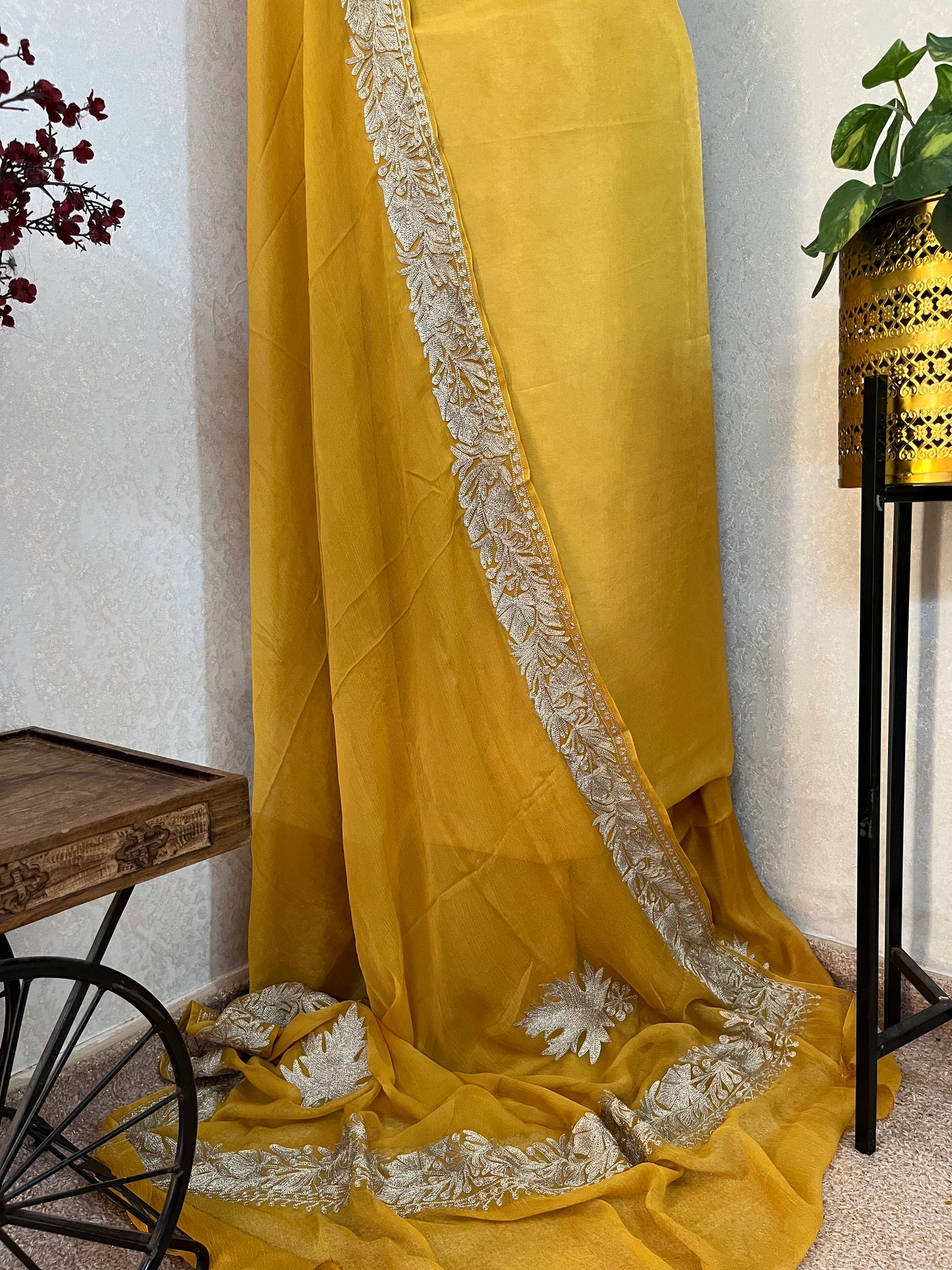 Golden Yellow Sanam’ Tilla Kashmiri Silk Suit