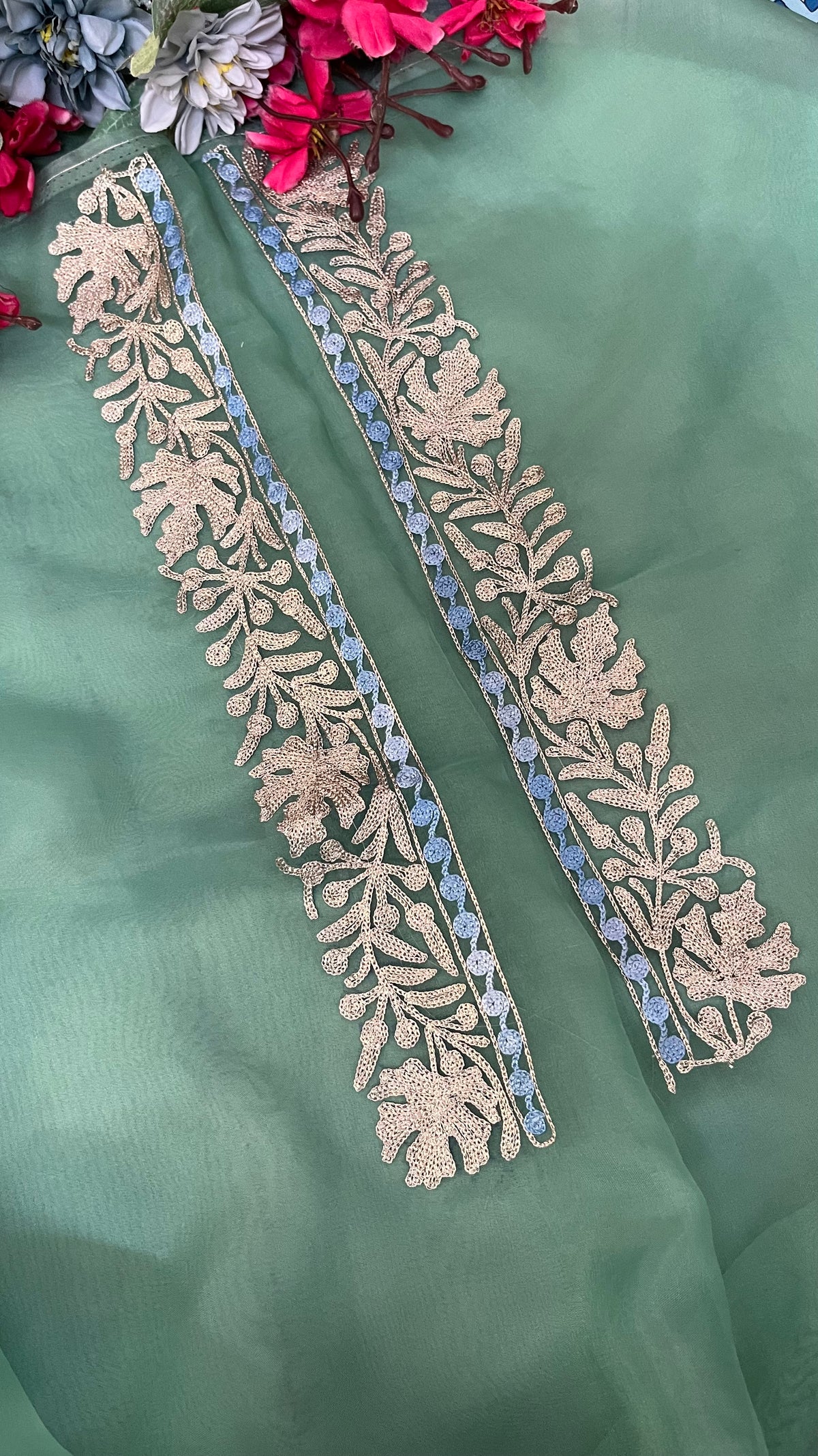 Soft Green Tissue Kashmiri Suit