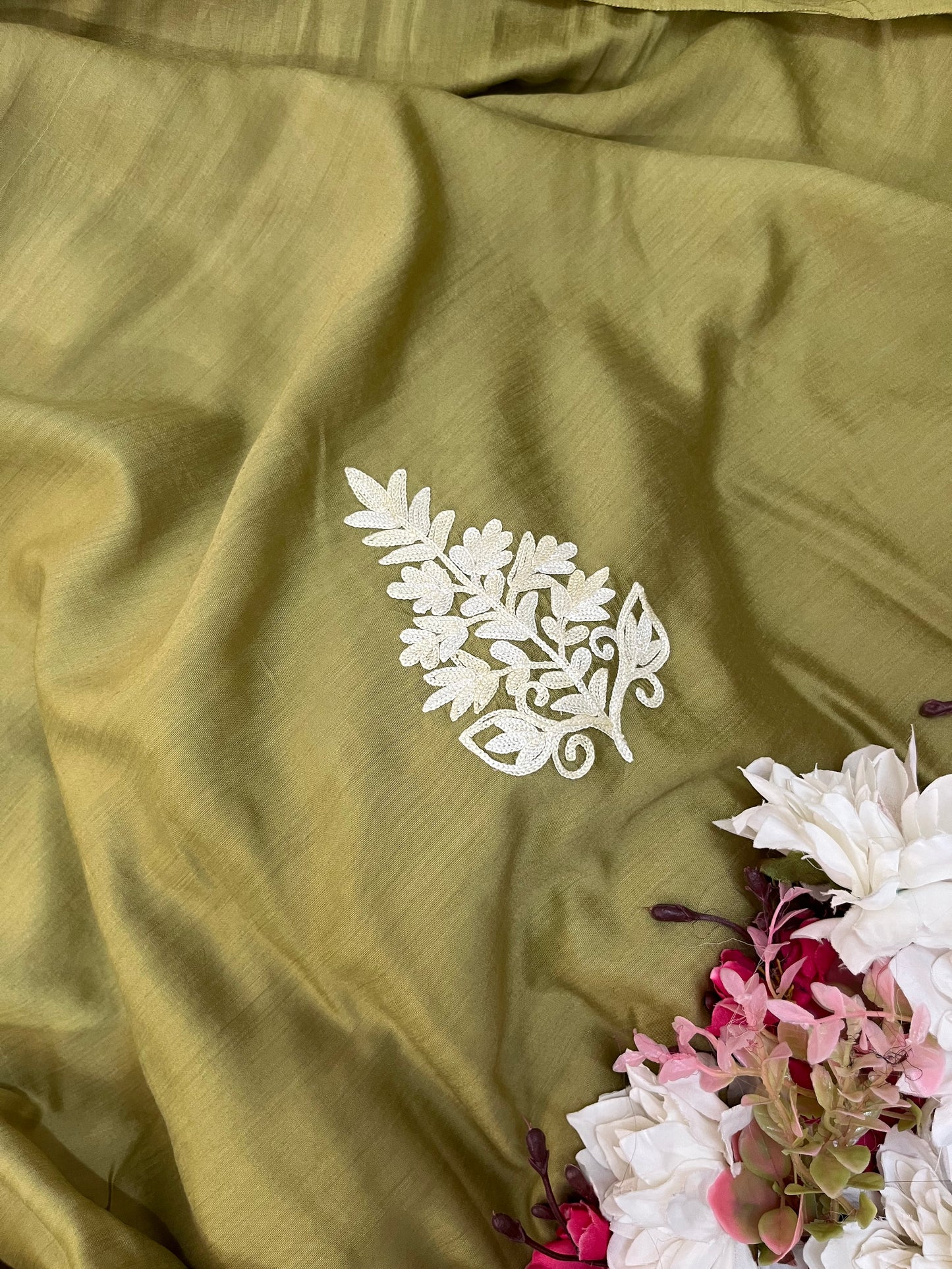 Pista Green Chanderi Silk Kashmiri Suit